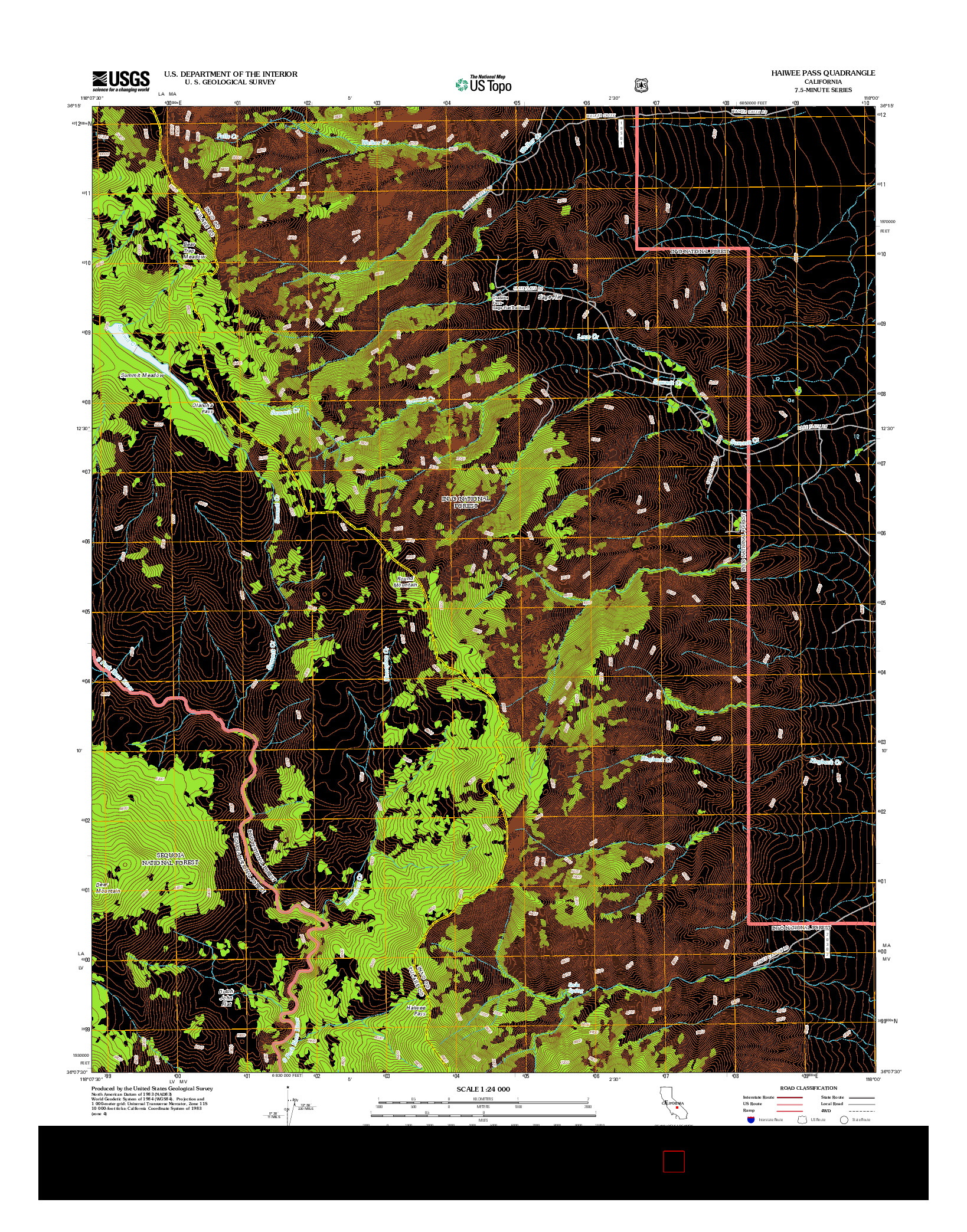 USGS US TOPO 7.5-MINUTE MAP FOR HAIWEE PASS, CA 2012