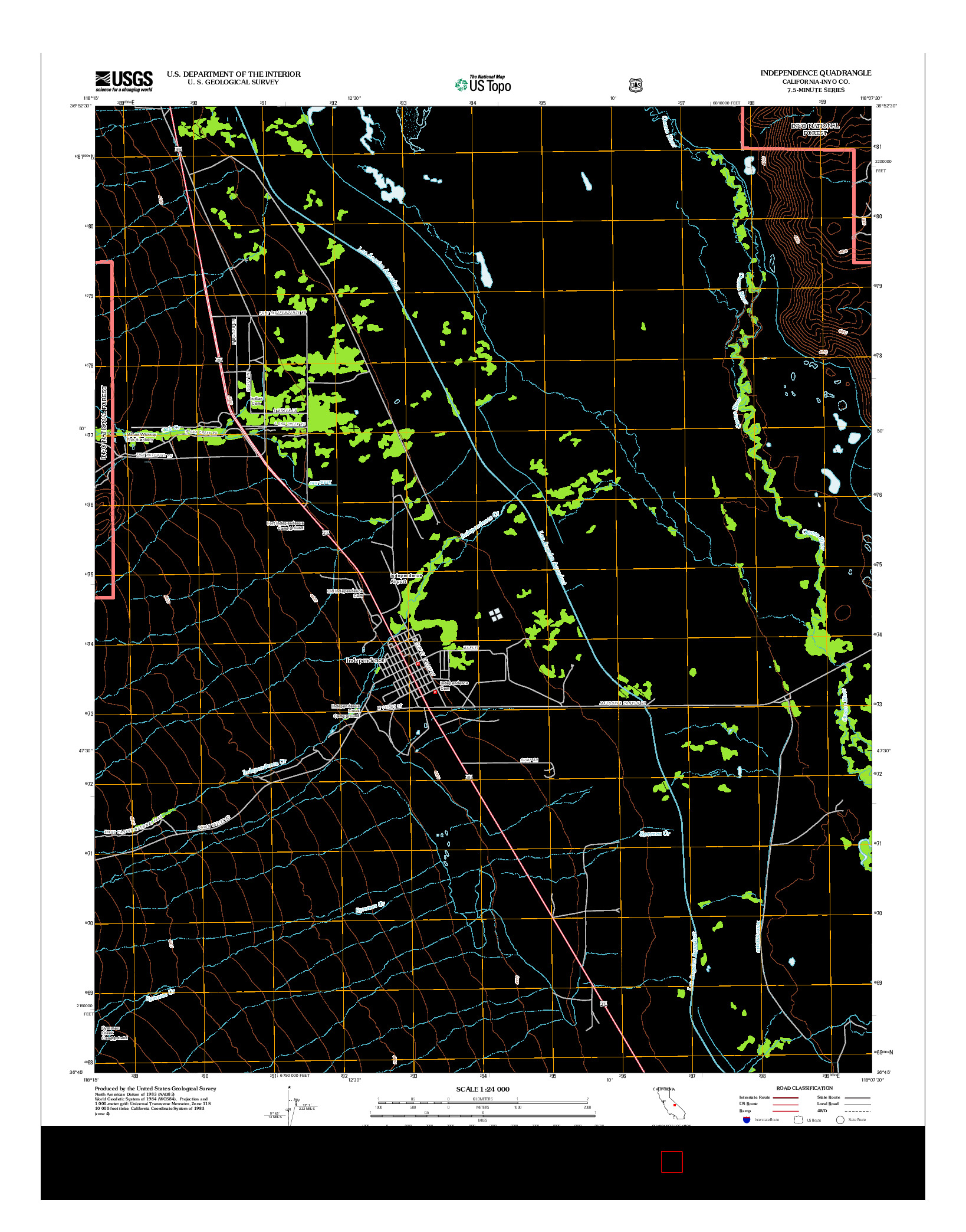 USGS US TOPO 7.5-MINUTE MAP FOR INDEPENDENCE, CA 2012