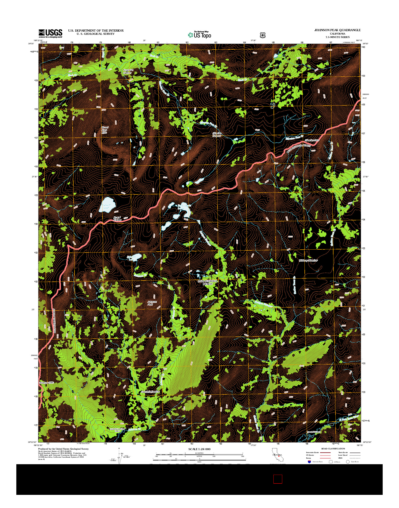 USGS US TOPO 7.5-MINUTE MAP FOR JOHNSON PEAK, CA 2012