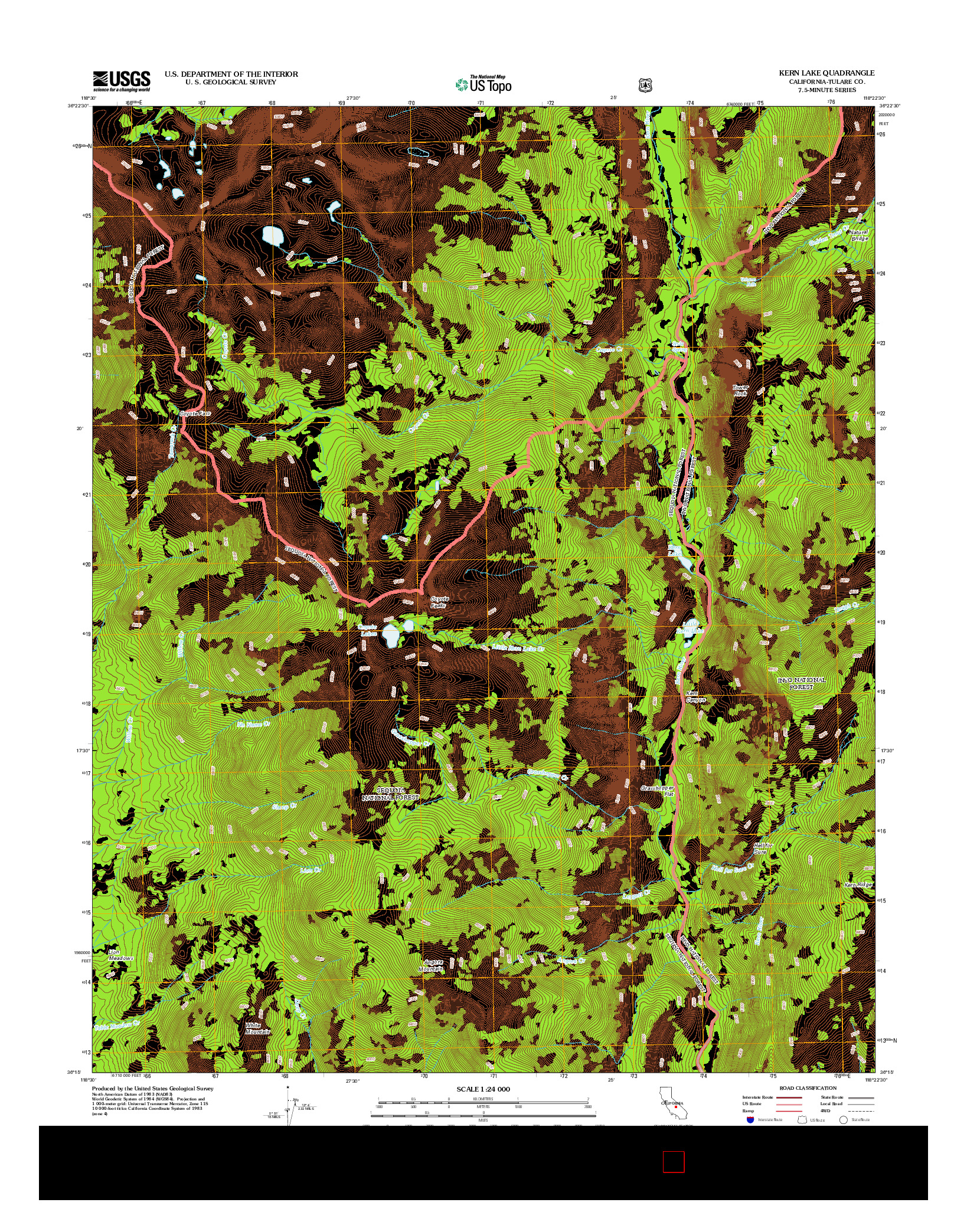 USGS US TOPO 7.5-MINUTE MAP FOR KERN LAKE, CA 2012