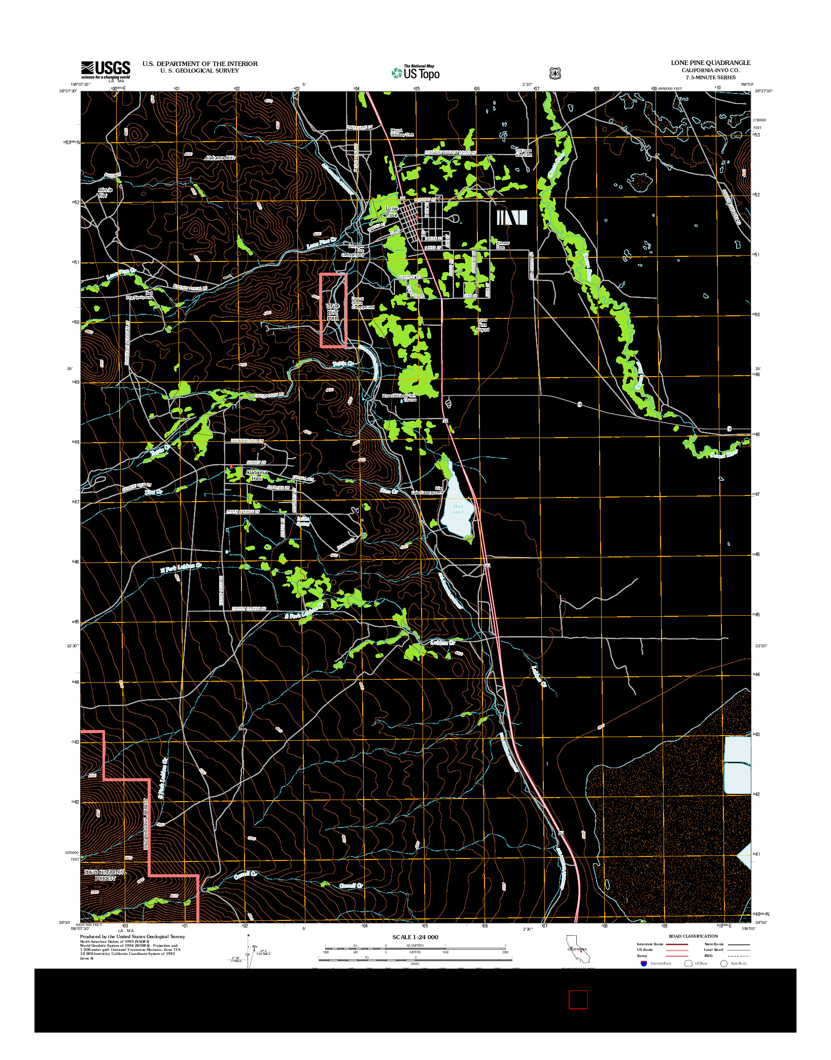 USGS US TOPO 7.5-MINUTE MAP FOR LONE PINE, CA 2012