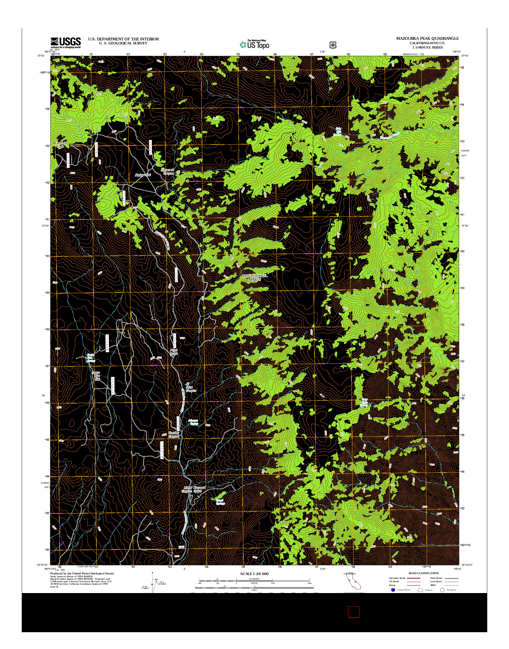 USGS US TOPO 7.5-MINUTE MAP FOR MAZOURKA PEAK, CA 2012