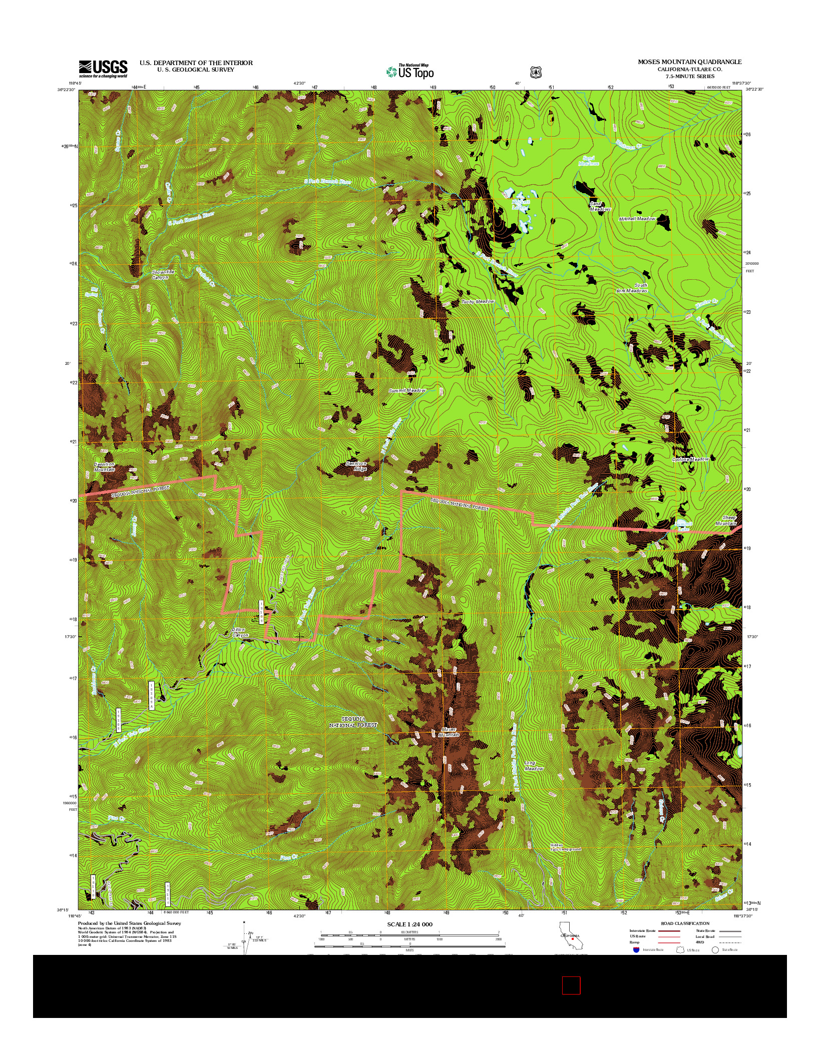 USGS US TOPO 7.5-MINUTE MAP FOR MOSES MOUNTAIN, CA 2012