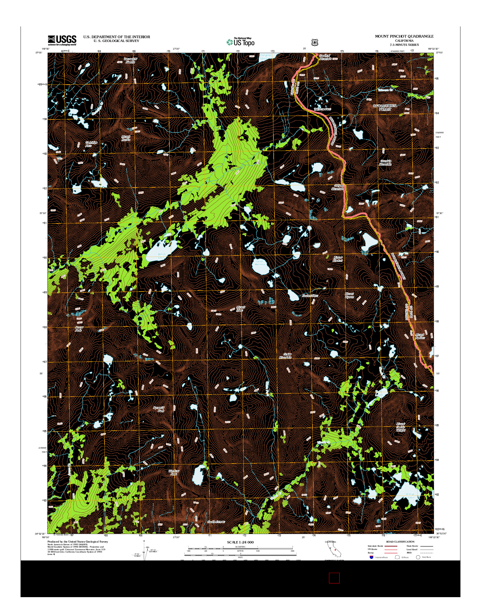 USGS US TOPO 7.5-MINUTE MAP FOR MOUNT PINCHOT, CA 2012