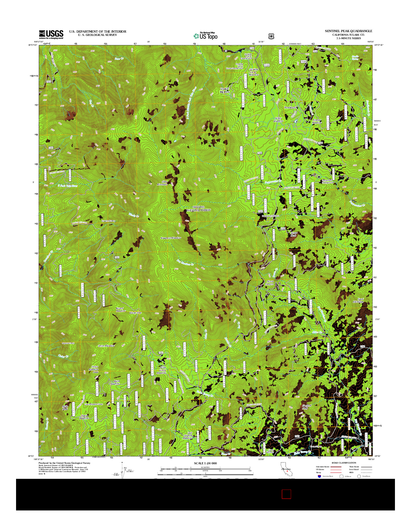 USGS US TOPO 7.5-MINUTE MAP FOR SENTINEL PEAK, CA 2012