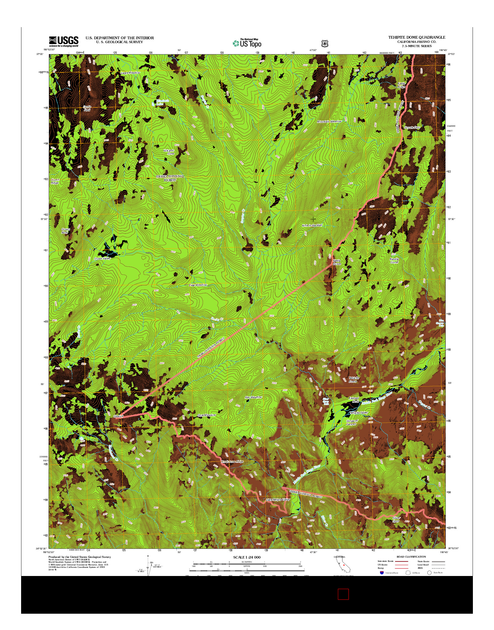 USGS US TOPO 7.5-MINUTE MAP FOR TEHIPITE DOME, CA 2012