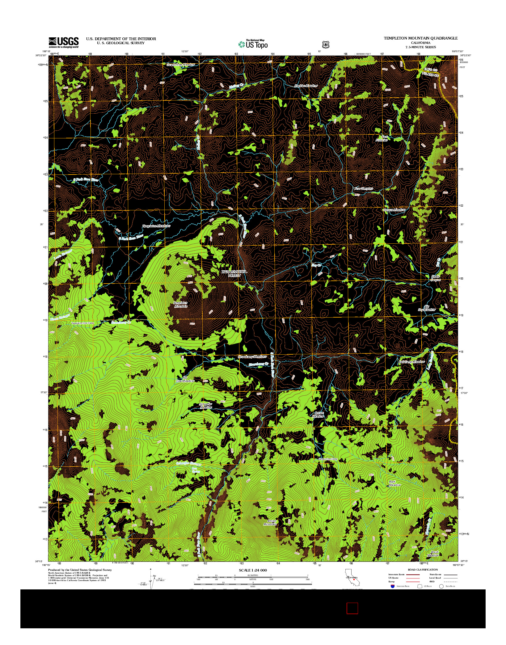 USGS US TOPO 7.5-MINUTE MAP FOR TEMPLETON MOUNTAIN, CA 2012