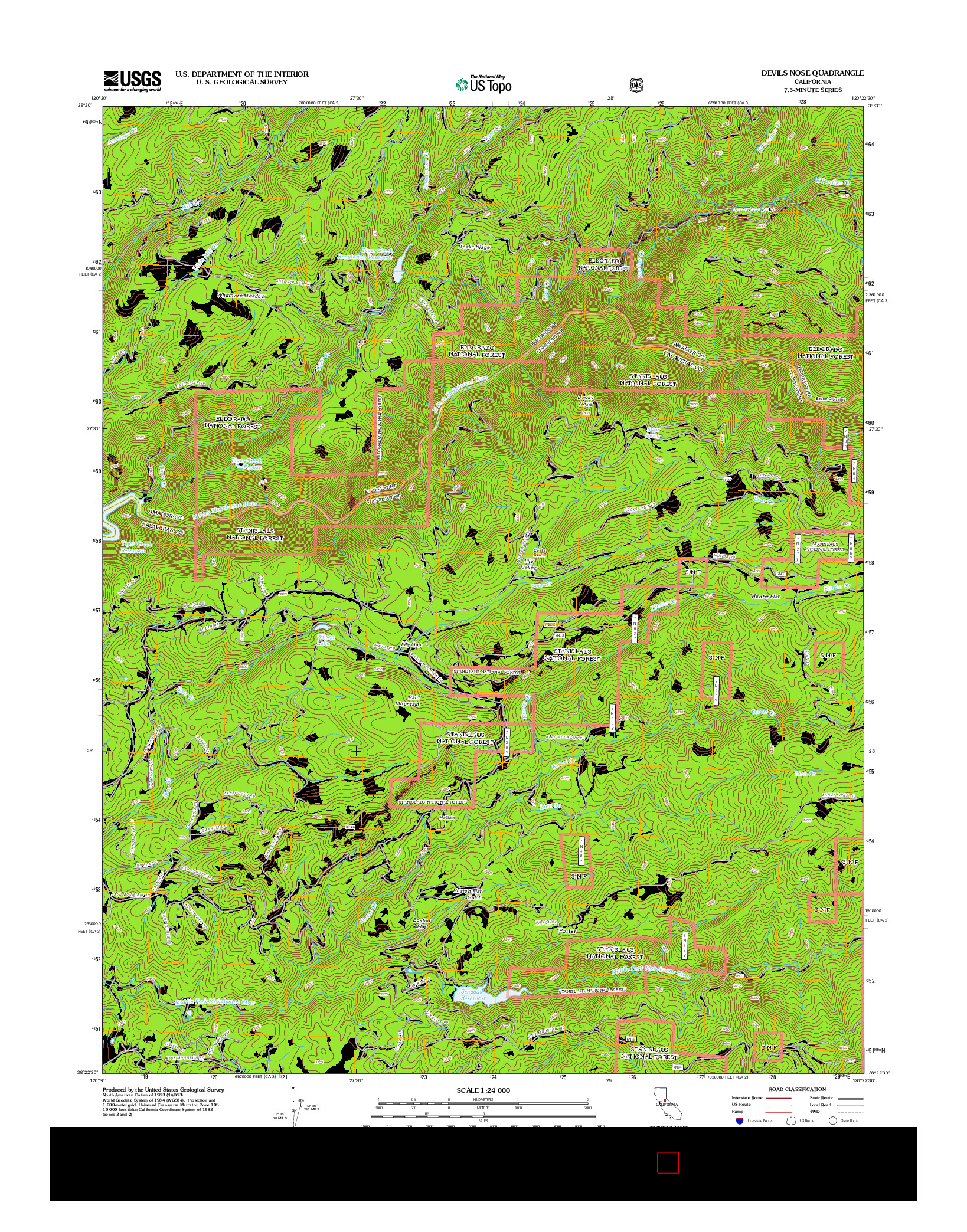 USGS US TOPO 7.5-MINUTE MAP FOR DEVILS NOSE, CA 2012