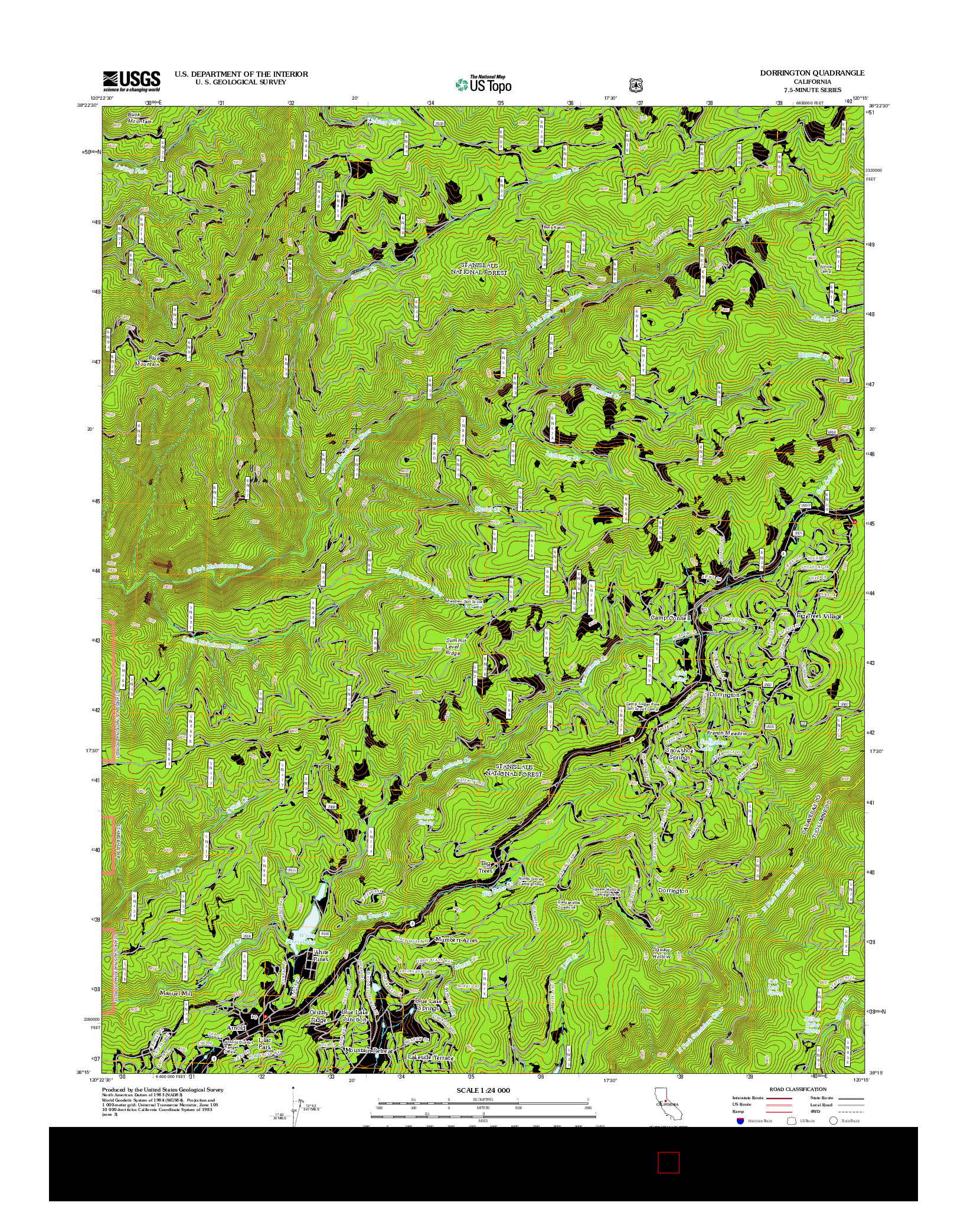 USGS US TOPO 7.5-MINUTE MAP FOR DORRINGTON, CA 2012