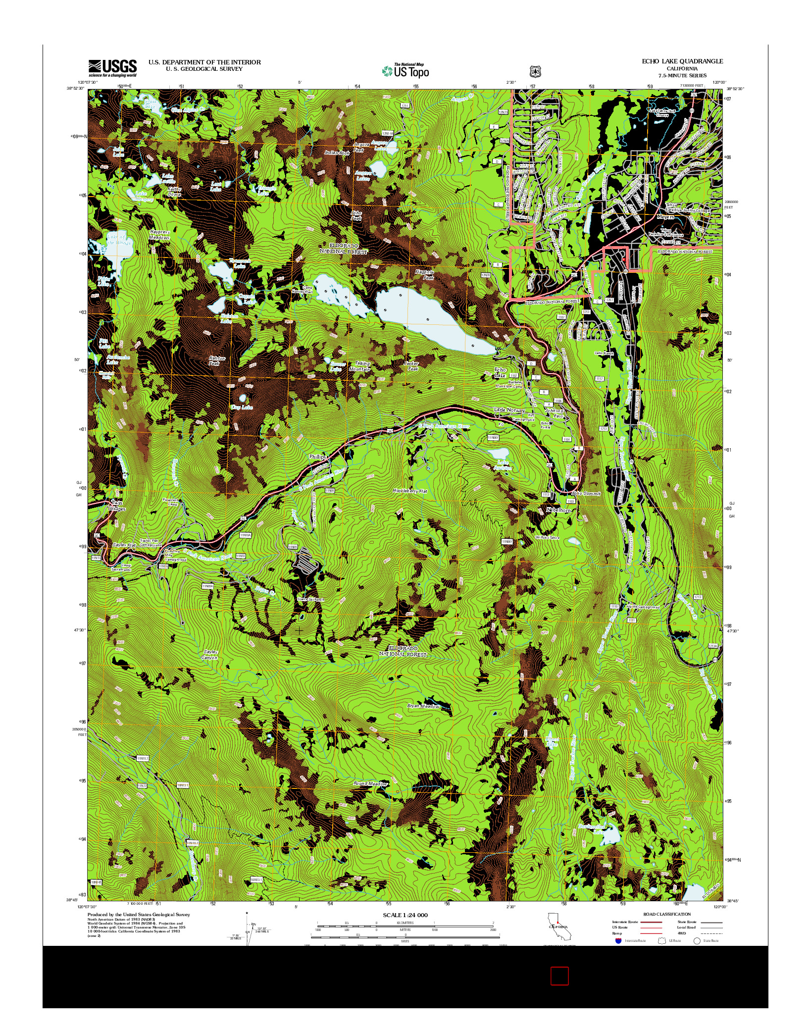 USGS US TOPO 7.5-MINUTE MAP FOR ECHO LAKE, CA 2012