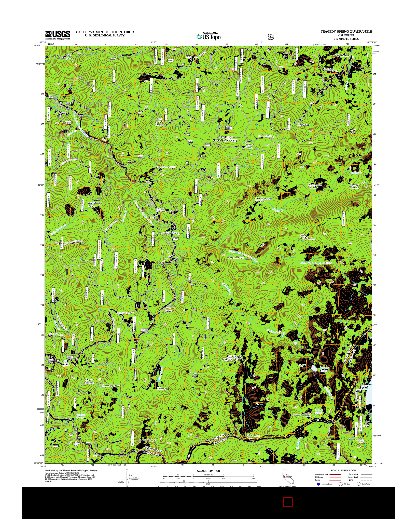 USGS US TOPO 7.5-MINUTE MAP FOR TRAGEDY SPRING, CA 2012