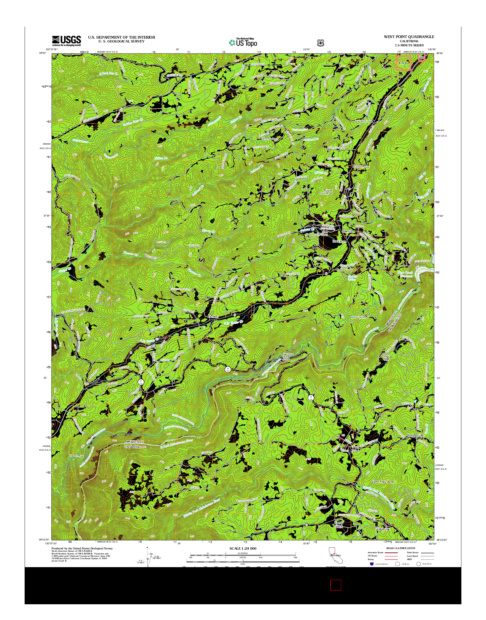 USGS US TOPO 7.5-MINUTE MAP FOR WEST POINT, CA 2012