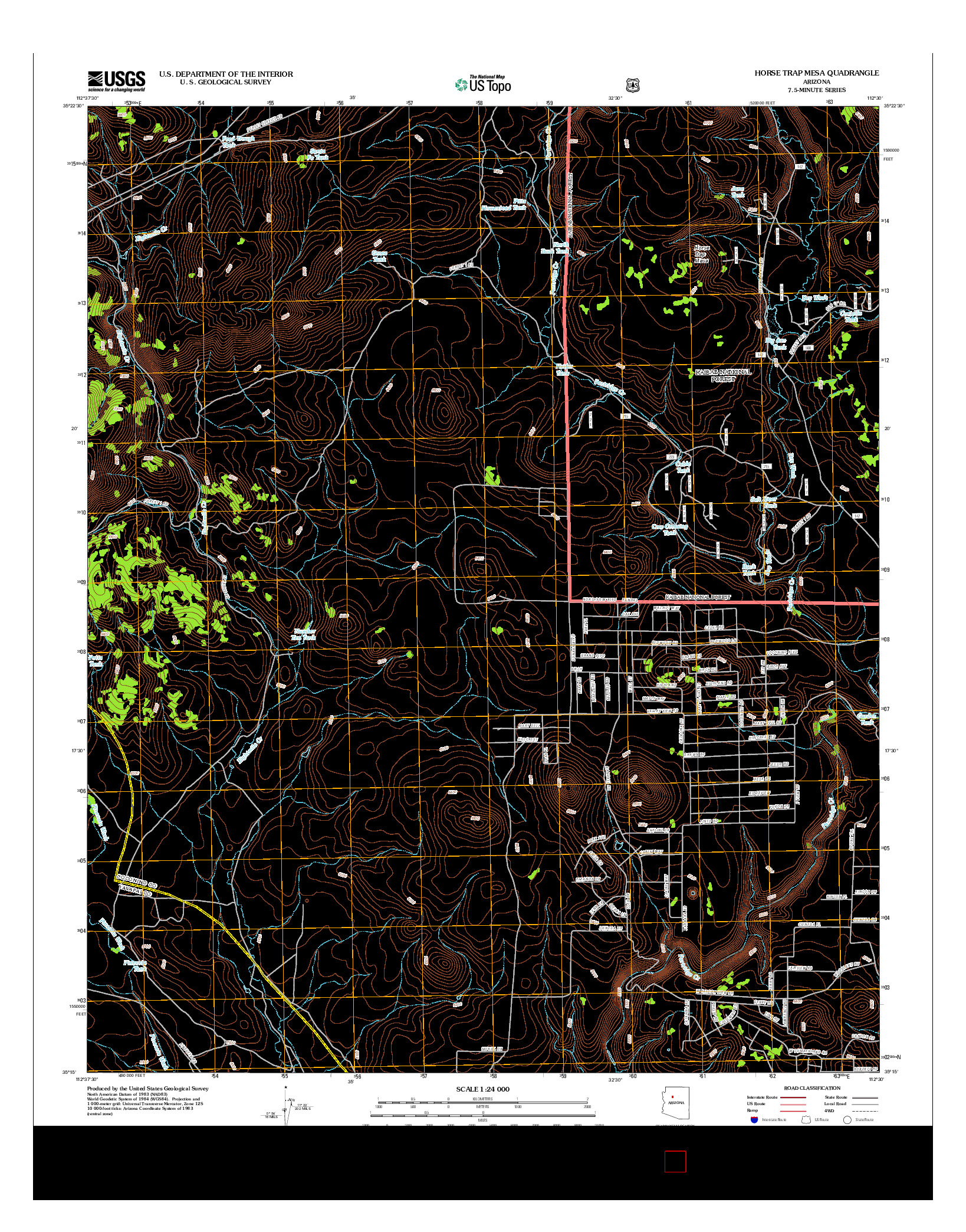 USGS US TOPO 7.5-MINUTE MAP FOR HORSE TRAP MESA, AZ 2012