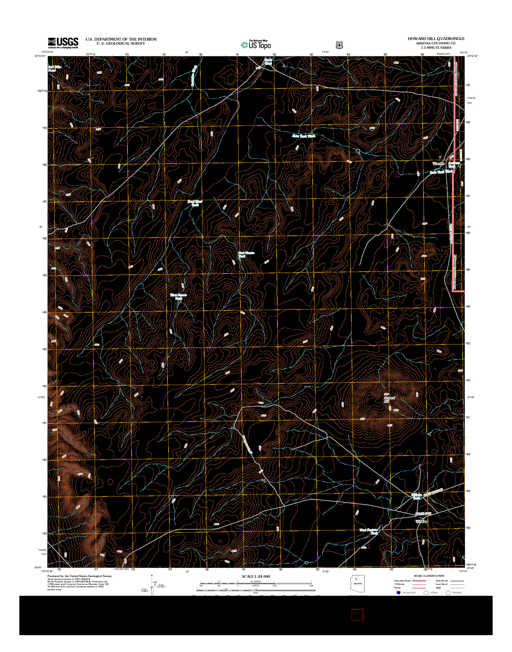 USGS US TOPO 7.5-MINUTE MAP FOR HOWARD HILL, AZ 2012