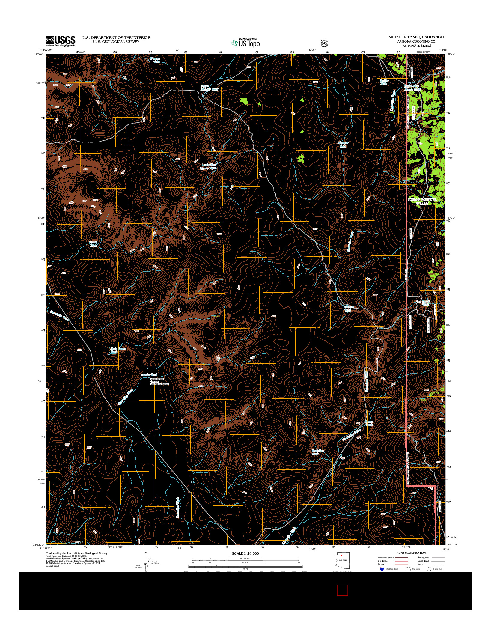 USGS US TOPO 7.5-MINUTE MAP FOR METZGER TANK, AZ 2012