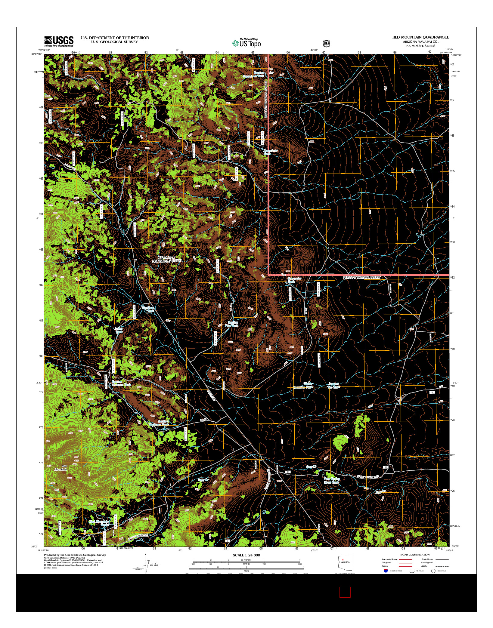 USGS US TOPO 7.5-MINUTE MAP FOR RED MOUNTAIN, AZ 2012