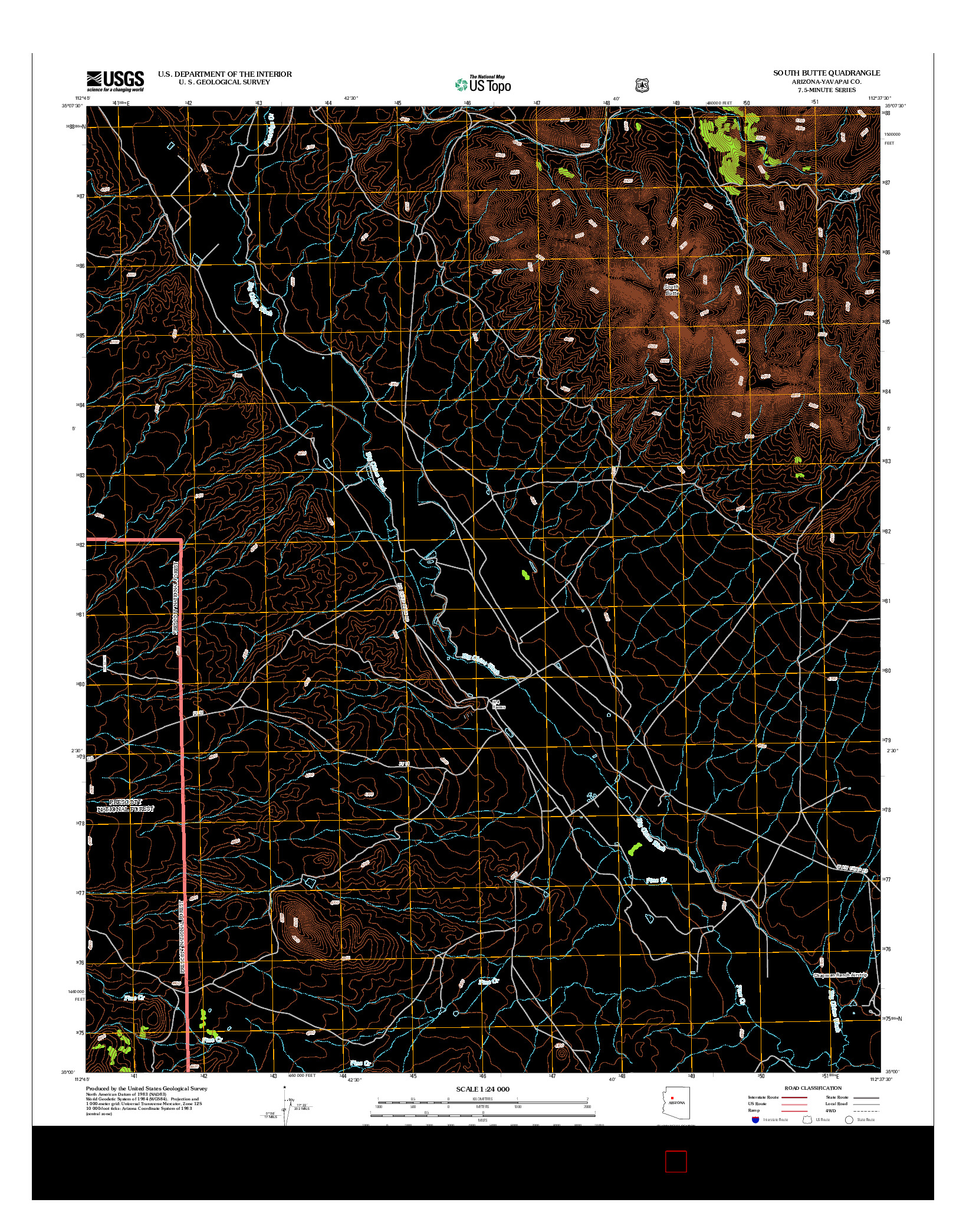 USGS US TOPO 7.5-MINUTE MAP FOR SOUTH BUTTE, AZ 2012