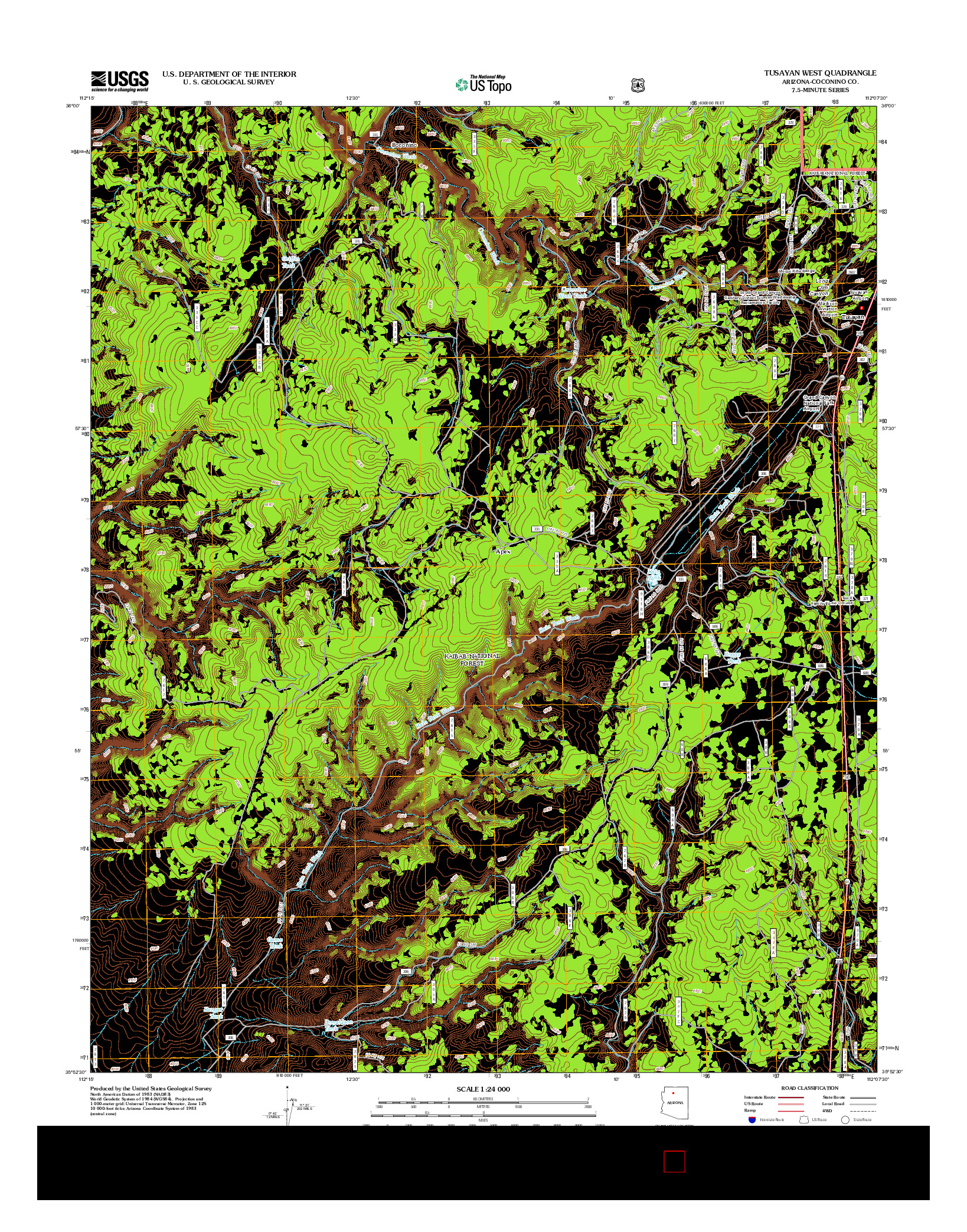 USGS US TOPO 7.5-MINUTE MAP FOR TUSAYAN WEST, AZ 2012