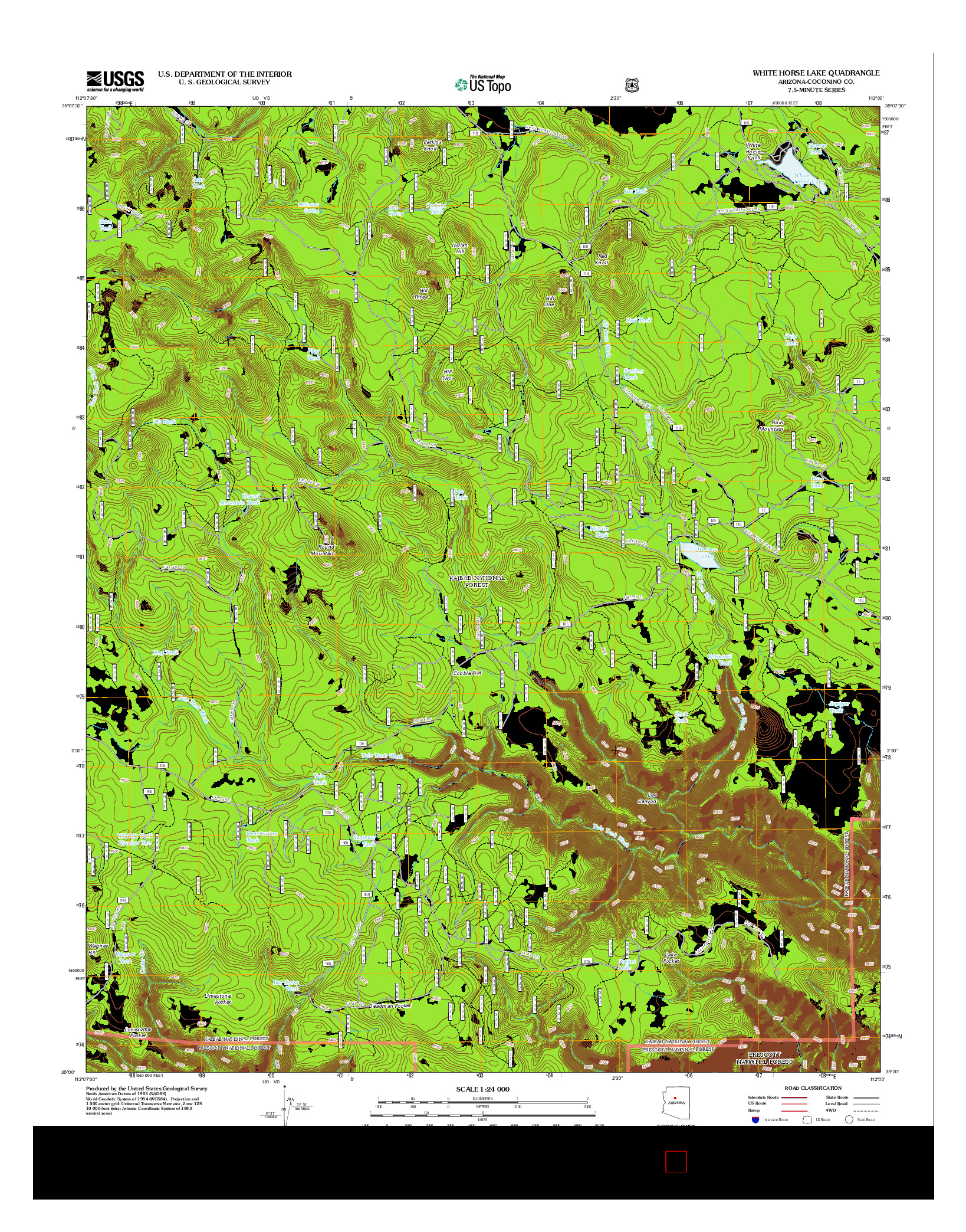 USGS US TOPO 7.5-MINUTE MAP FOR WHITE HORSE LAKE, AZ 2012