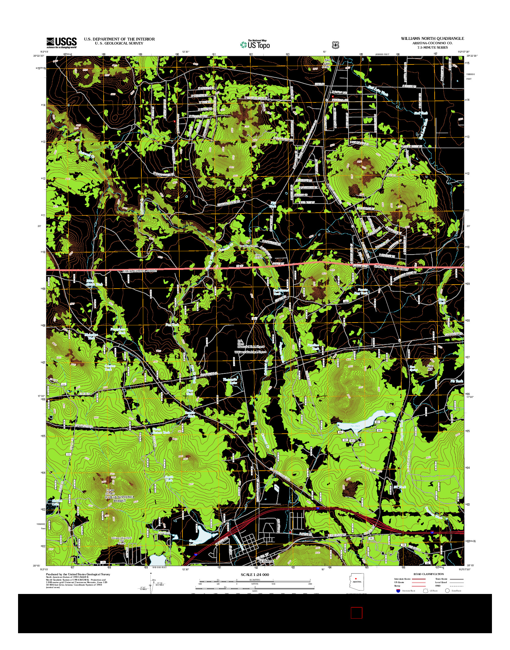 USGS US TOPO 7.5-MINUTE MAP FOR WILLIAMS NORTH, AZ 2012