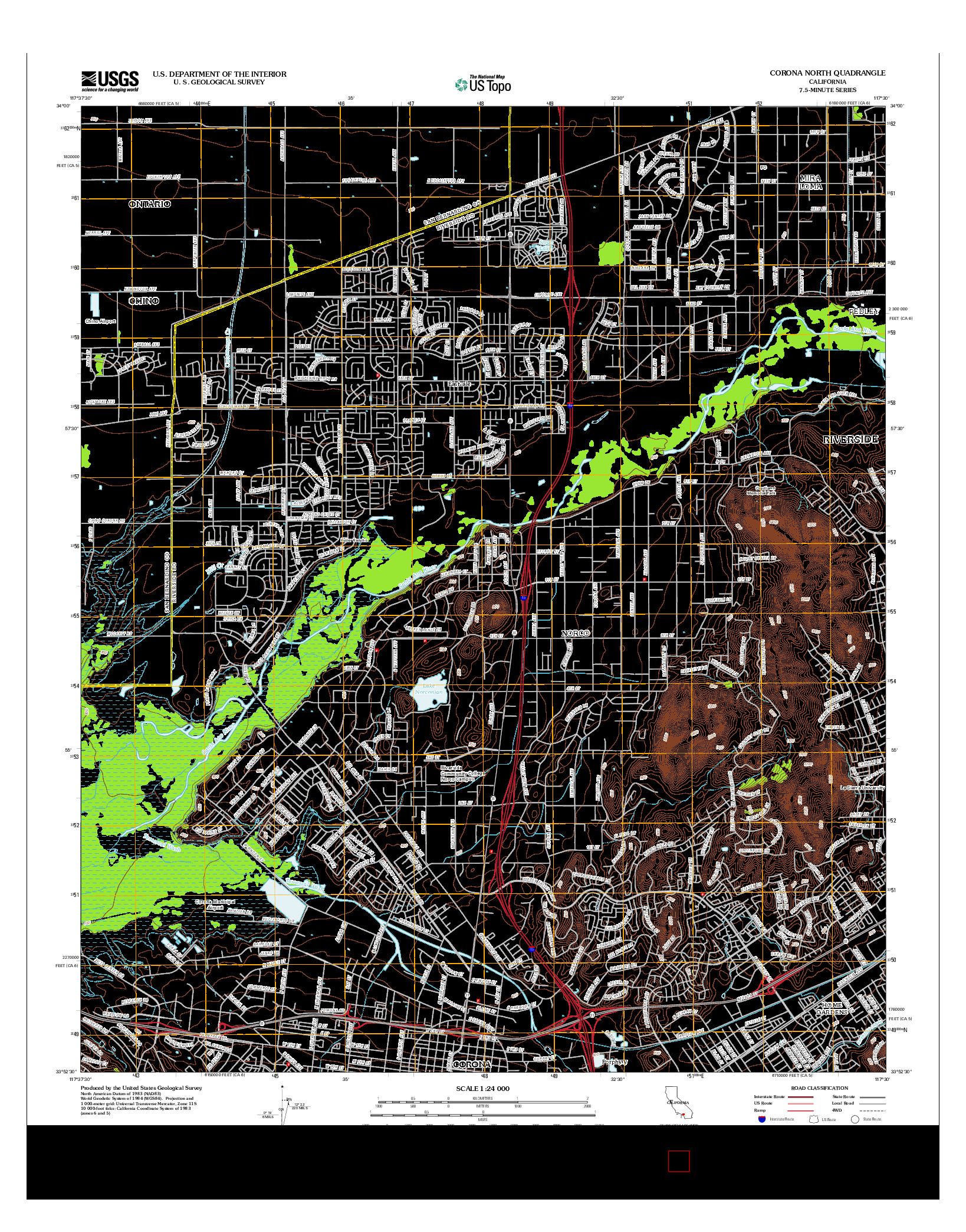 USGS US TOPO 7.5-MINUTE MAP FOR CORONA NORTH, CA 2012