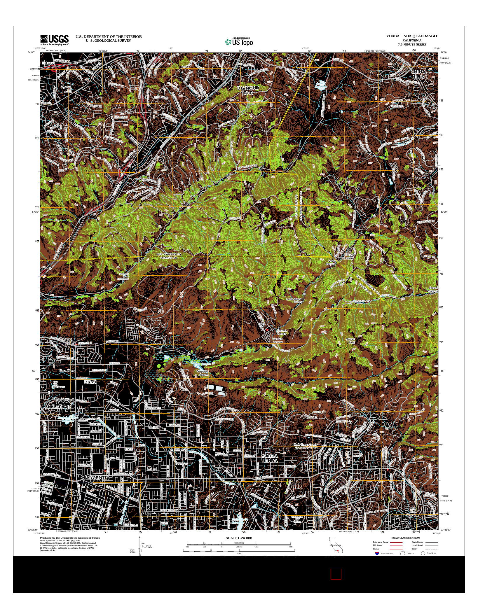 USGS US TOPO 7.5-MINUTE MAP FOR YORBA LINDA, CA 2012