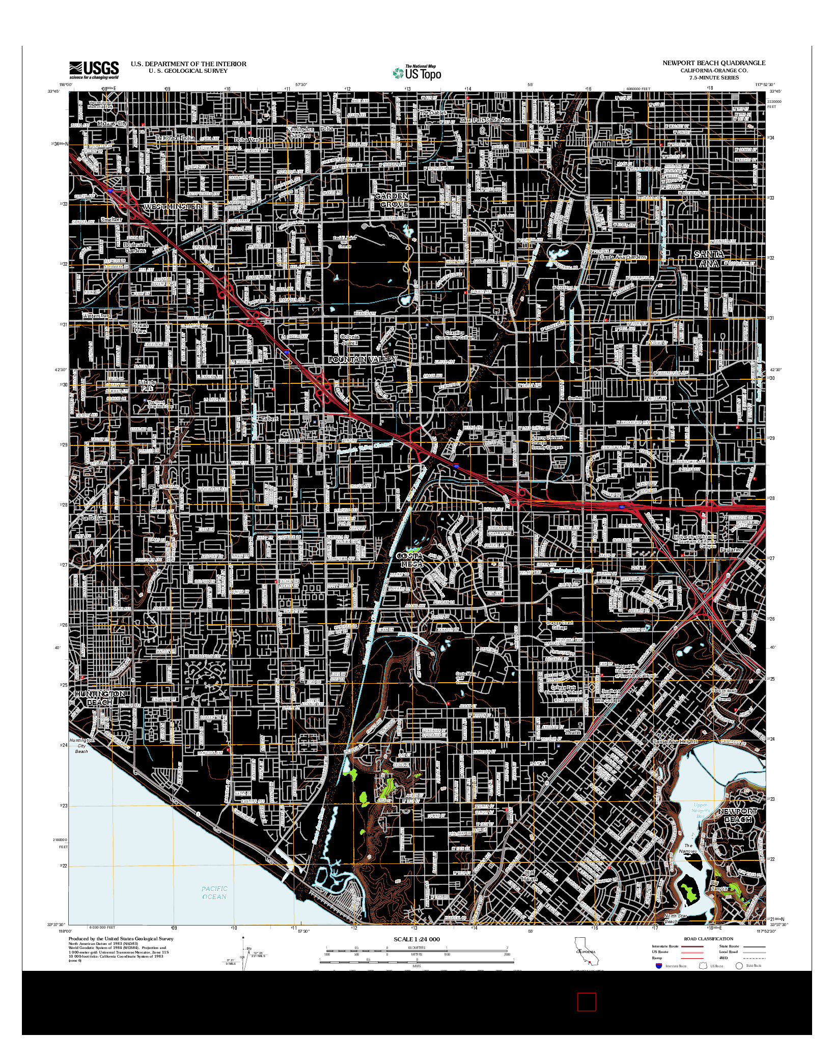 USGS US TOPO 7.5-MINUTE MAP FOR NEWPORT BEACH, CA 2012