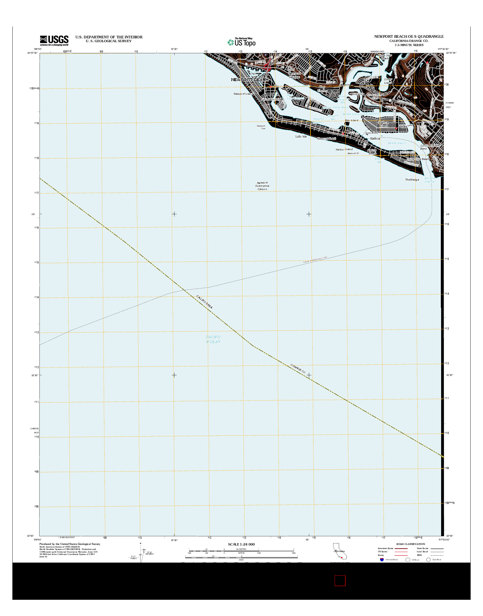 USGS US TOPO 7.5-MINUTE MAP FOR NEWPORT BEACH OE S, CA 2012