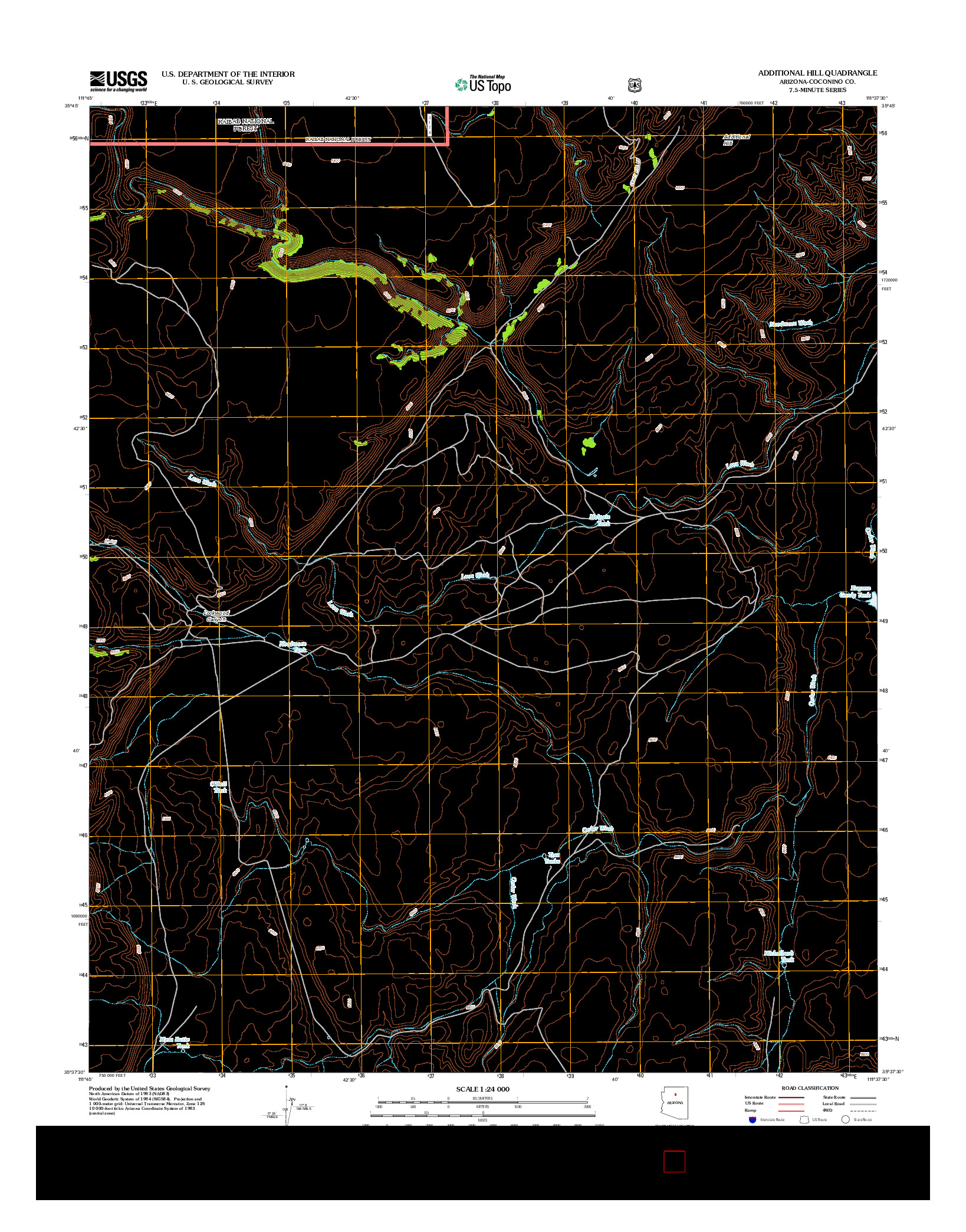 USGS US TOPO 7.5-MINUTE MAP FOR ADDITIONAL HILL, AZ 2012
