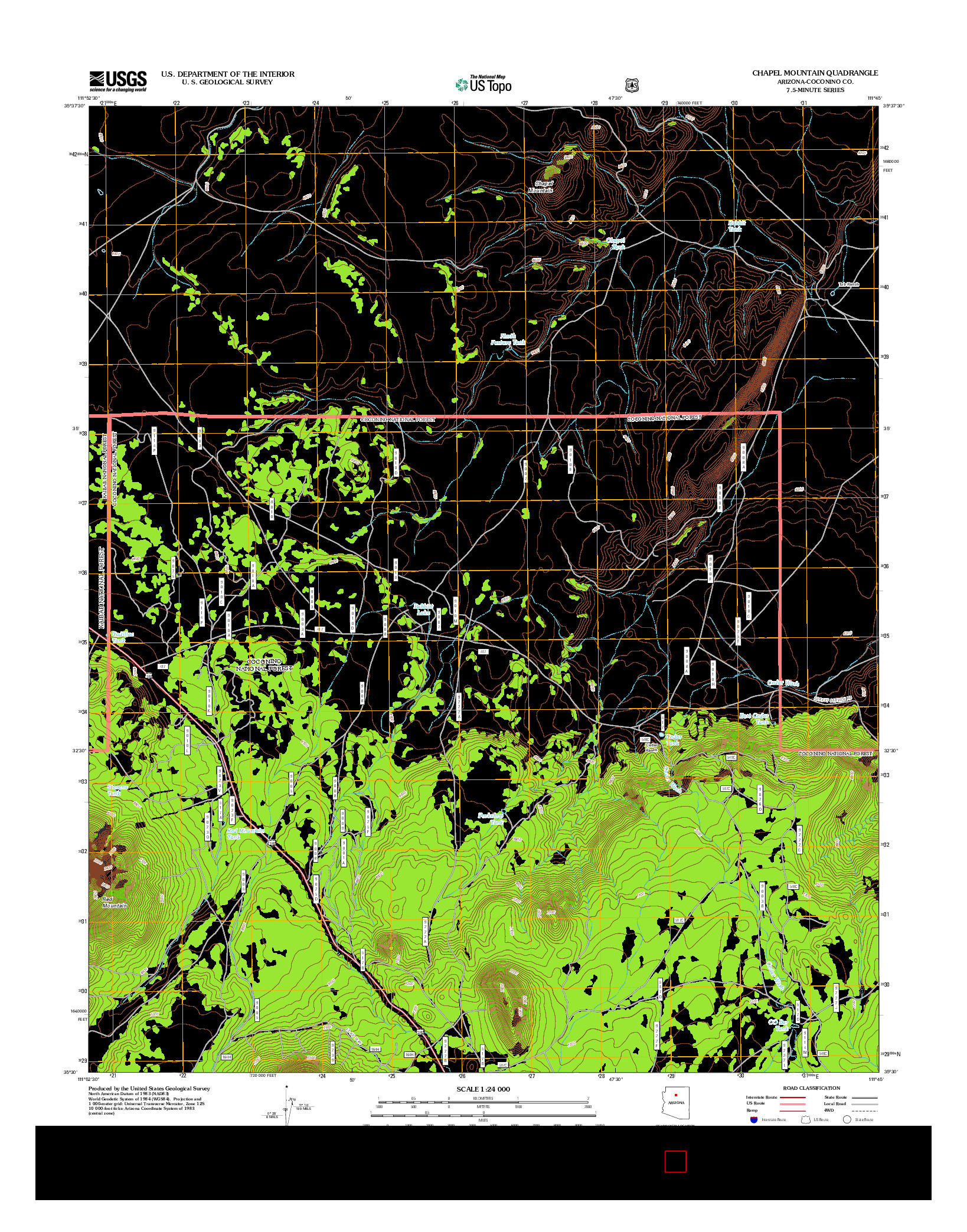 USGS US TOPO 7.5-MINUTE MAP FOR CHAPEL MOUNTAIN, AZ 2012