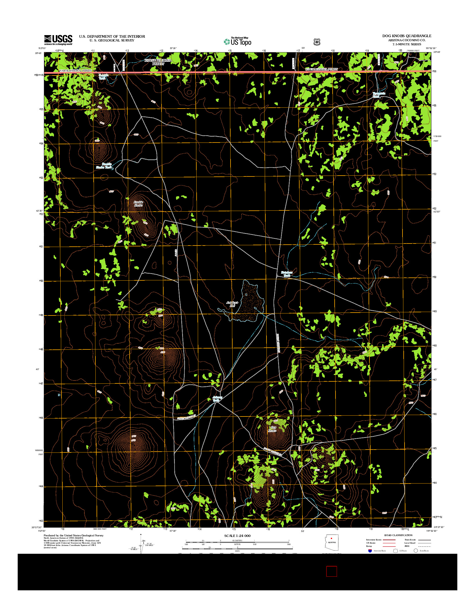 USGS US TOPO 7.5-MINUTE MAP FOR DOG KNOBS, AZ 2012