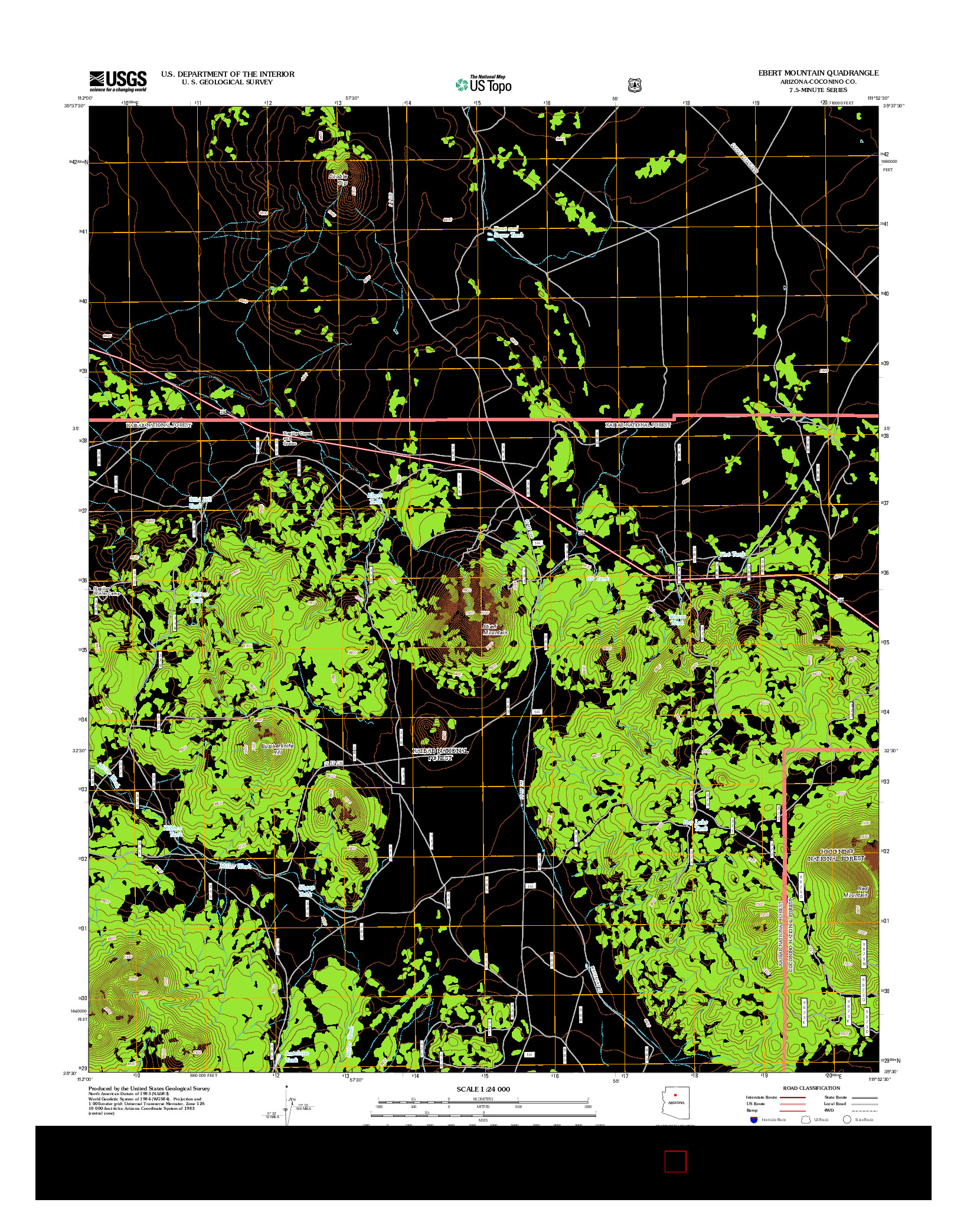 USGS US TOPO 7.5-MINUTE MAP FOR EBERT MOUNTAIN, AZ 2012