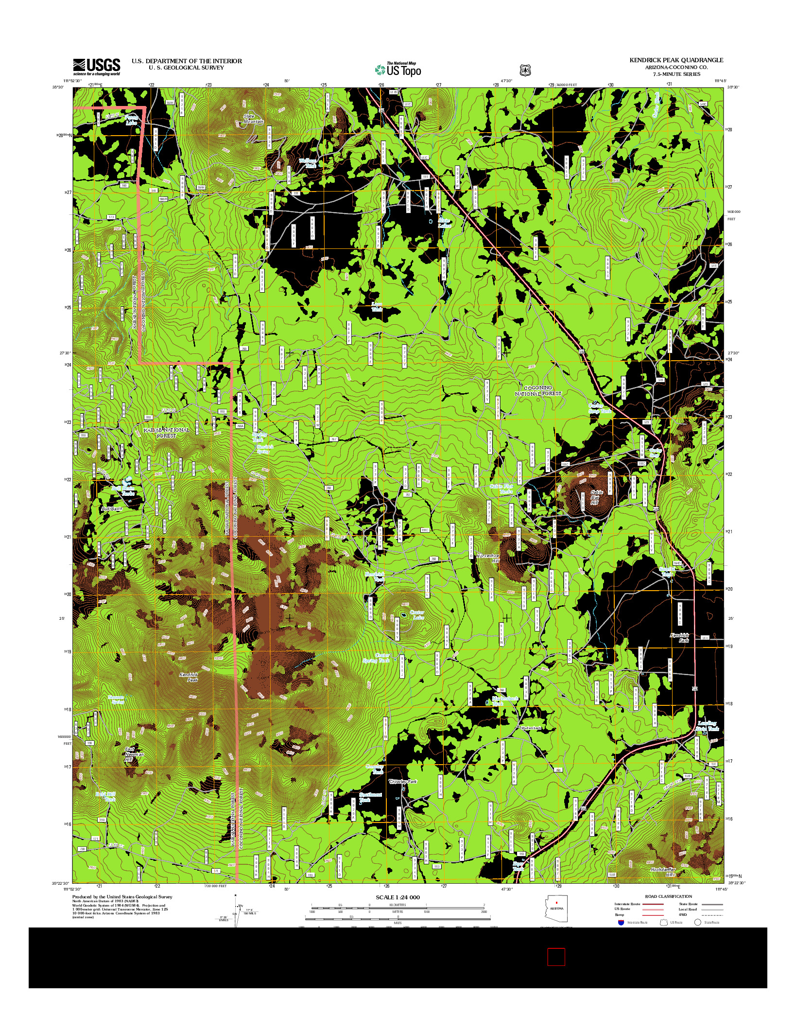 USGS US TOPO 7.5-MINUTE MAP FOR KENDRICK PEAK, AZ 2012