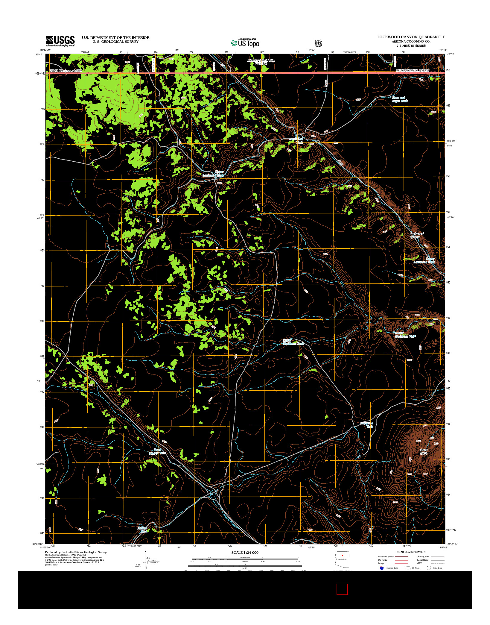 USGS US TOPO 7.5-MINUTE MAP FOR LOCKWOOD CANYON, AZ 2012