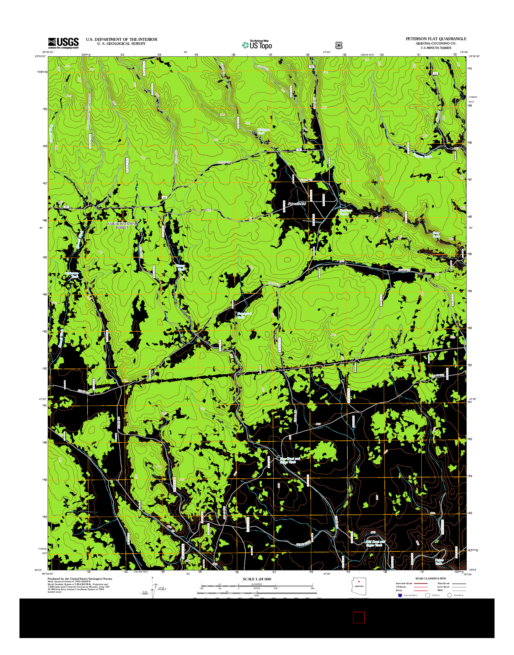 USGS US TOPO 7.5-MINUTE MAP FOR PETERSON FLAT, AZ 2012