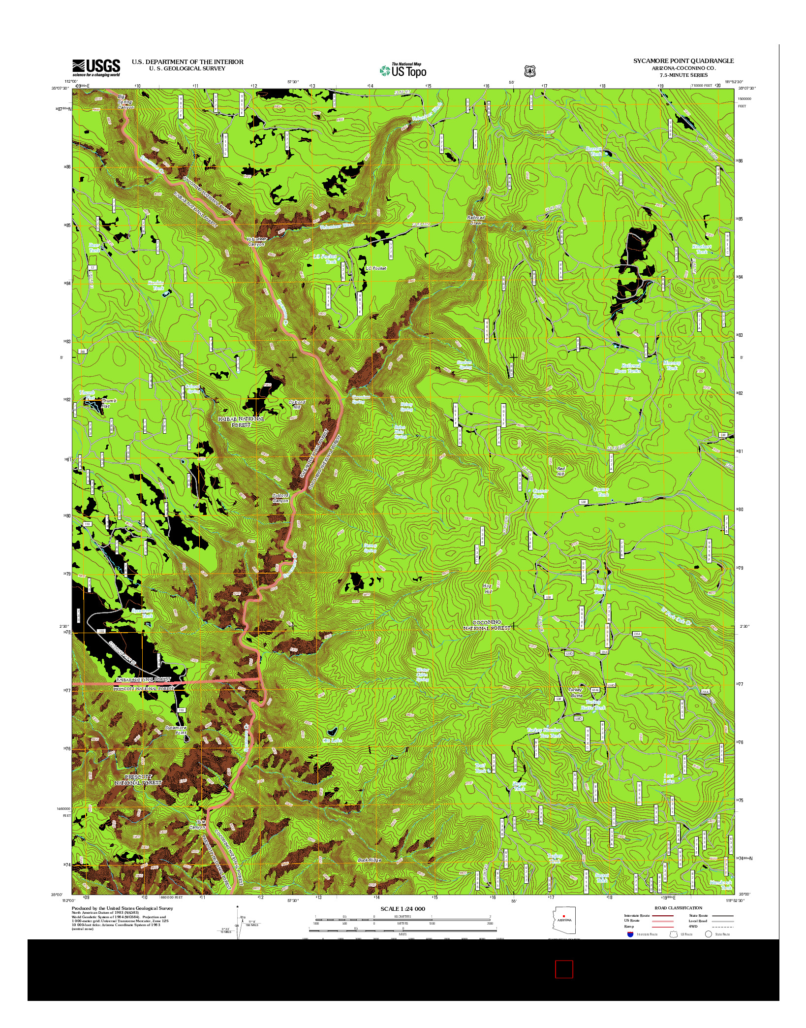 USGS US TOPO 7.5-MINUTE MAP FOR SYCAMORE POINT, AZ 2012