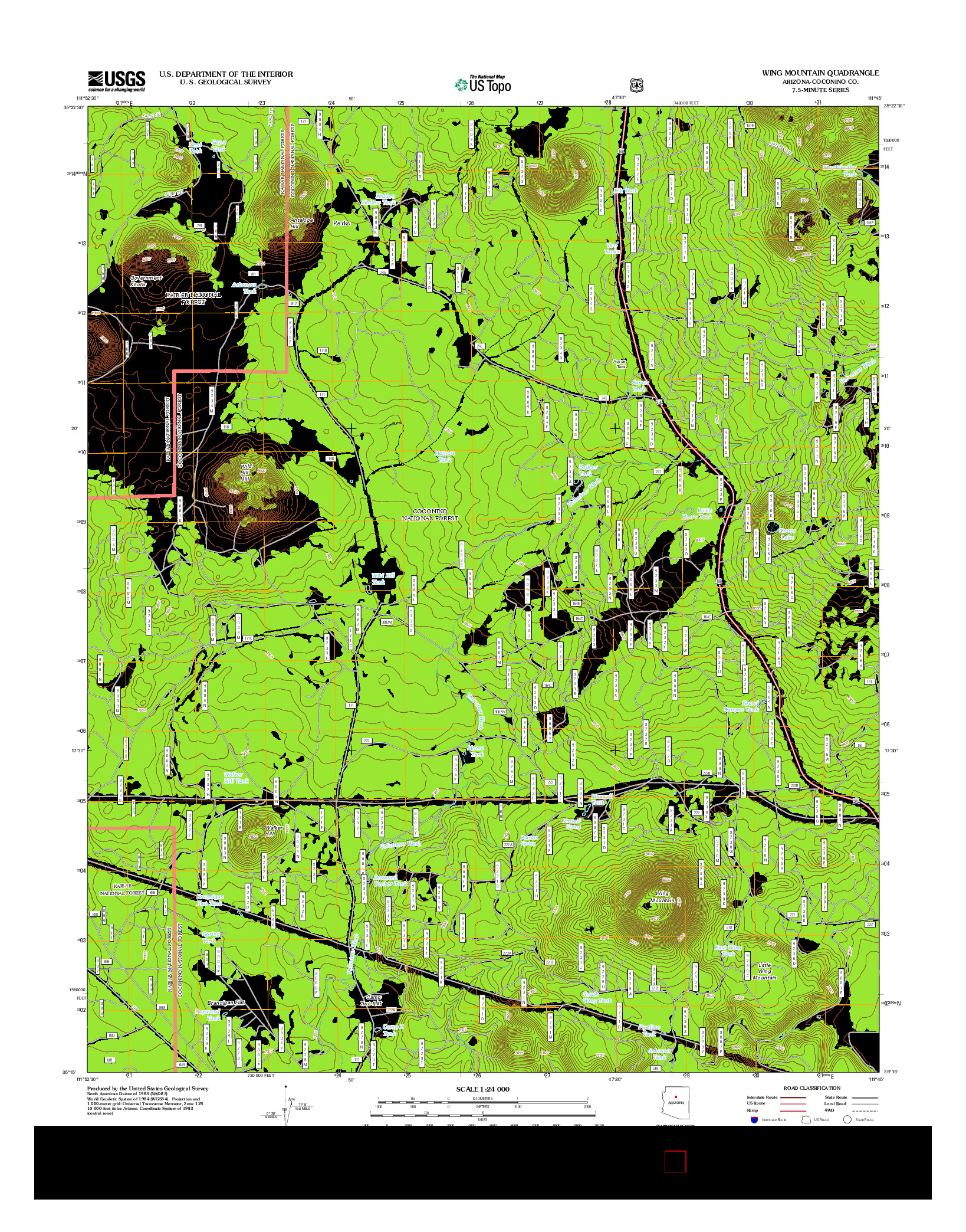 USGS US TOPO 7.5-MINUTE MAP FOR WING MOUNTAIN, AZ 2012