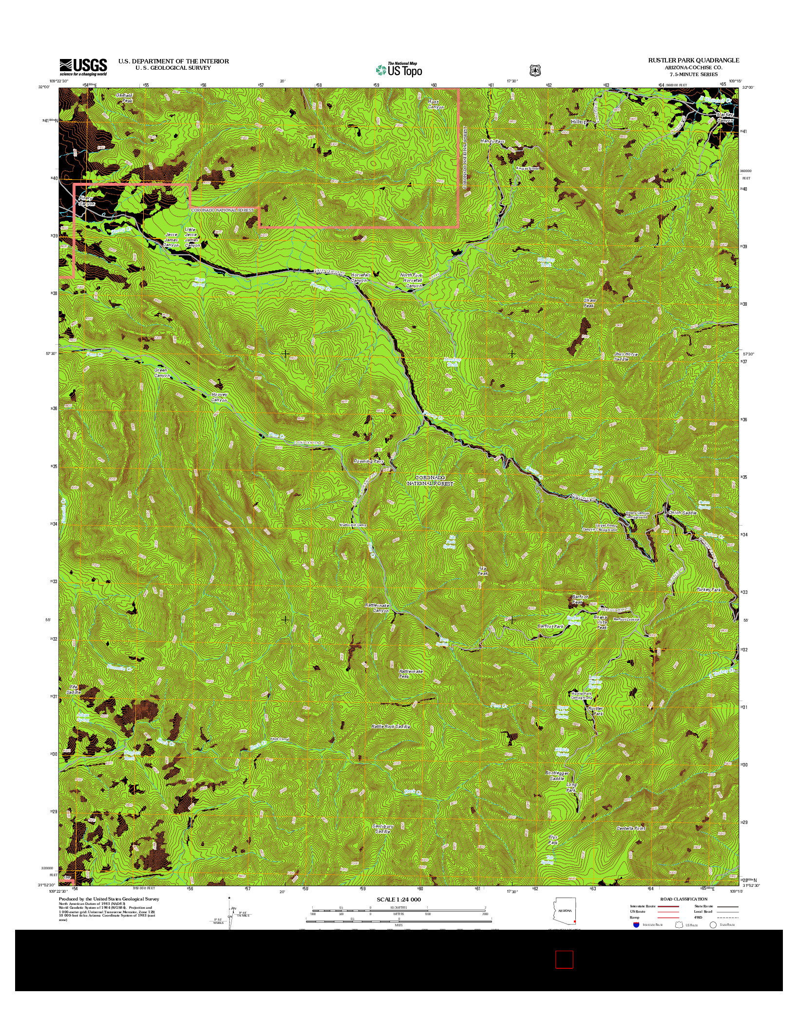 USGS US TOPO 7.5-MINUTE MAP FOR RUSTLER PARK, AZ 2012