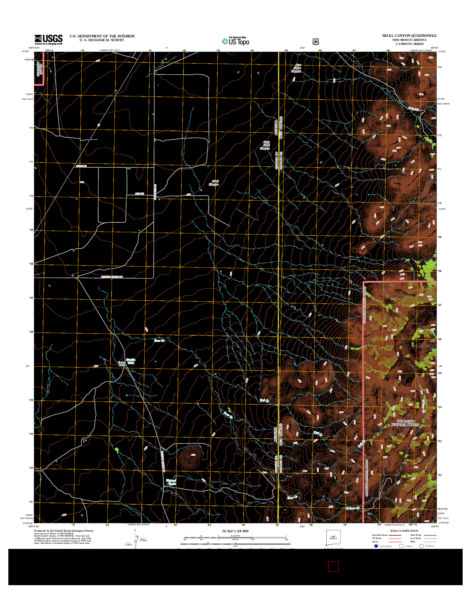 USGS US TOPO 7.5-MINUTE MAP FOR SKULL CANYON, NM-AZ 2012