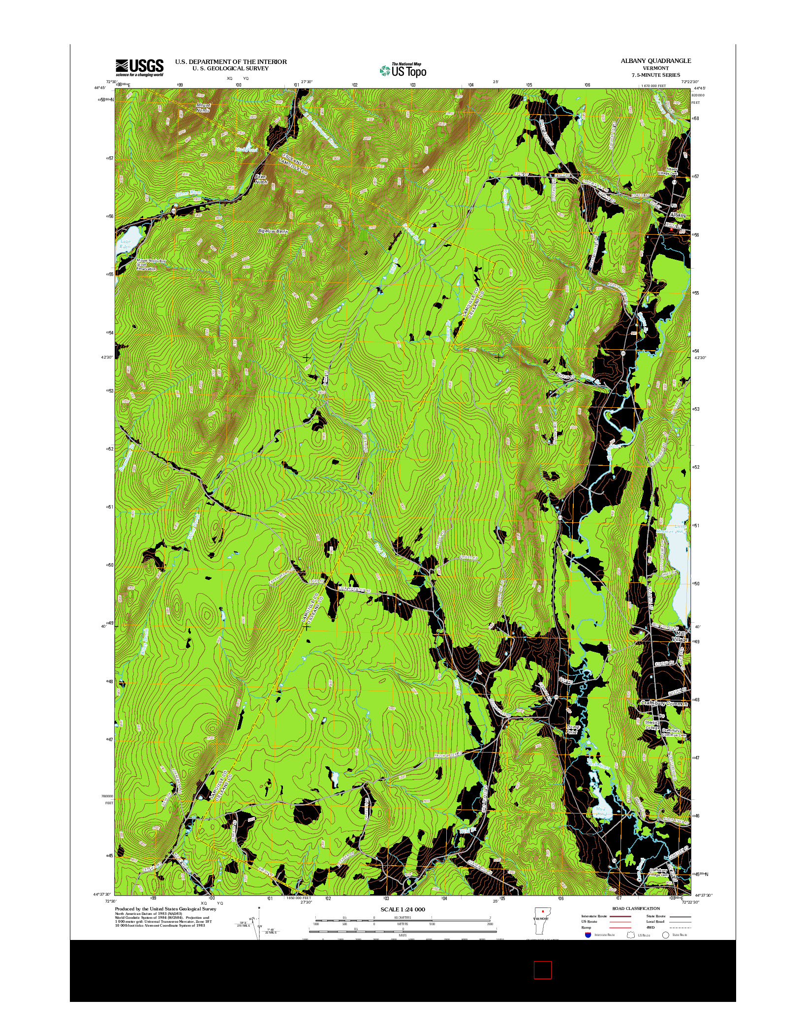 USGS US TOPO 7.5-MINUTE MAP FOR ALBANY, VT 2012