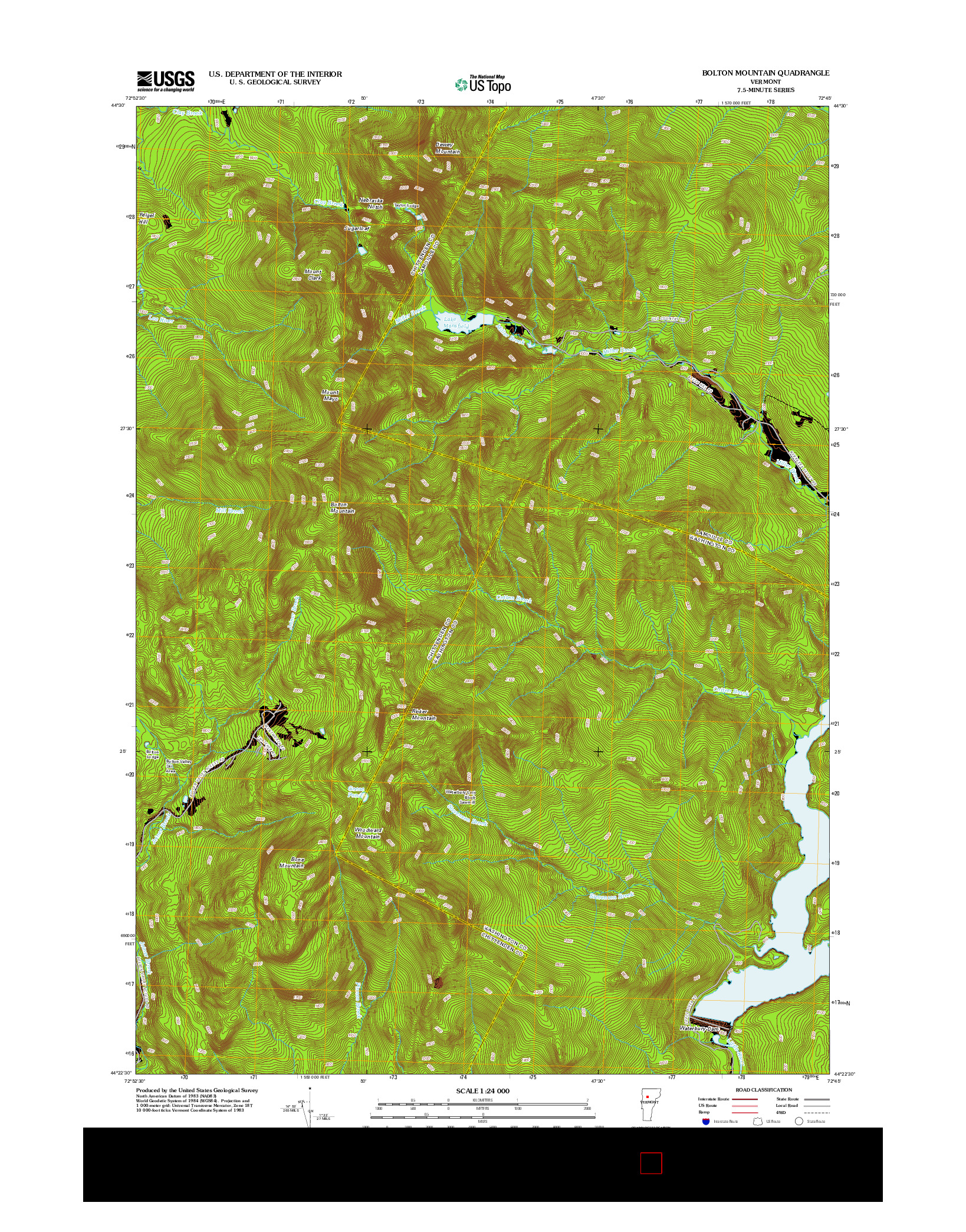 USGS US TOPO 7.5-MINUTE MAP FOR BOLTON MOUNTAIN, VT 2012