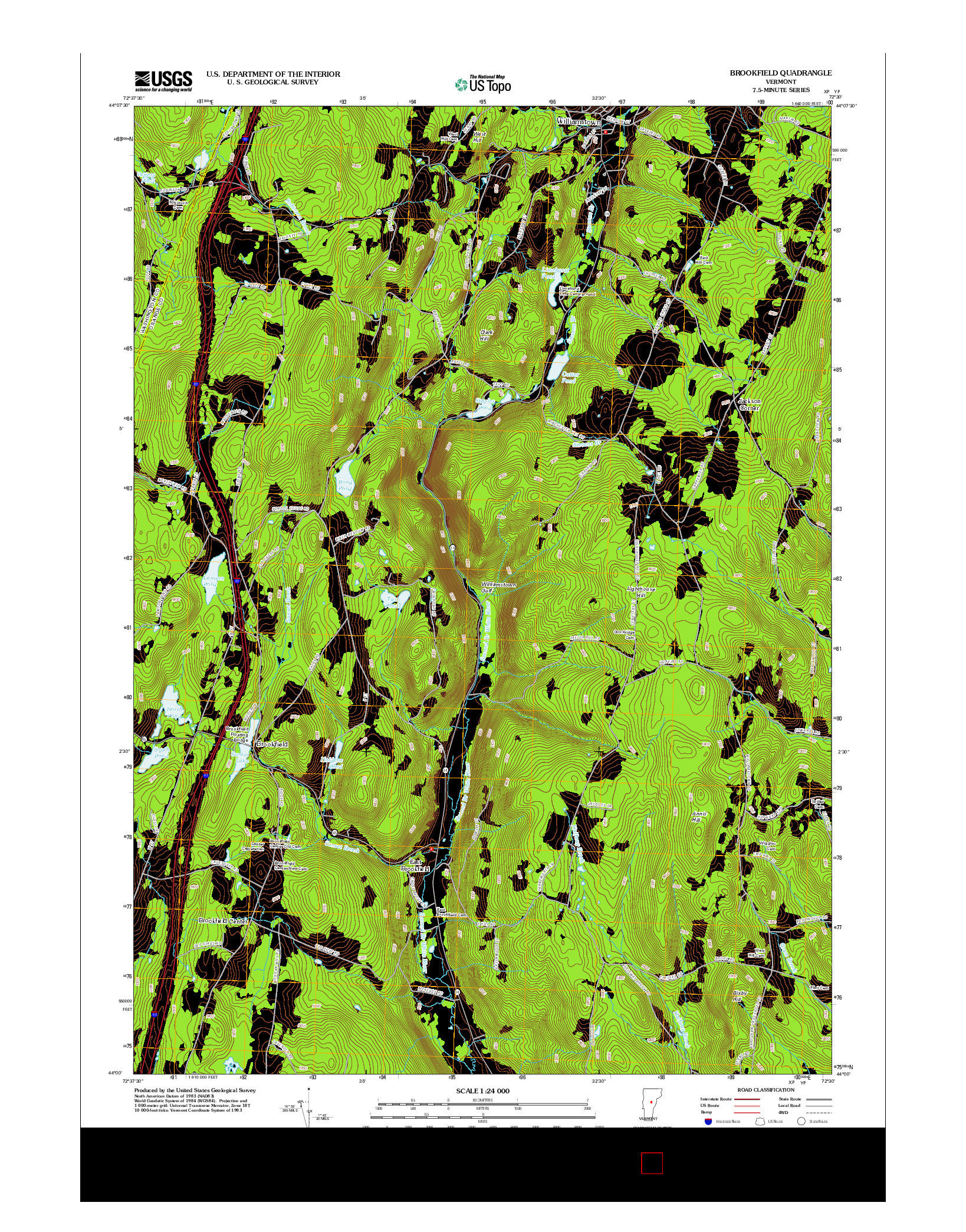 USGS US TOPO 7.5-MINUTE MAP FOR BROOKFIELD, VT 2012