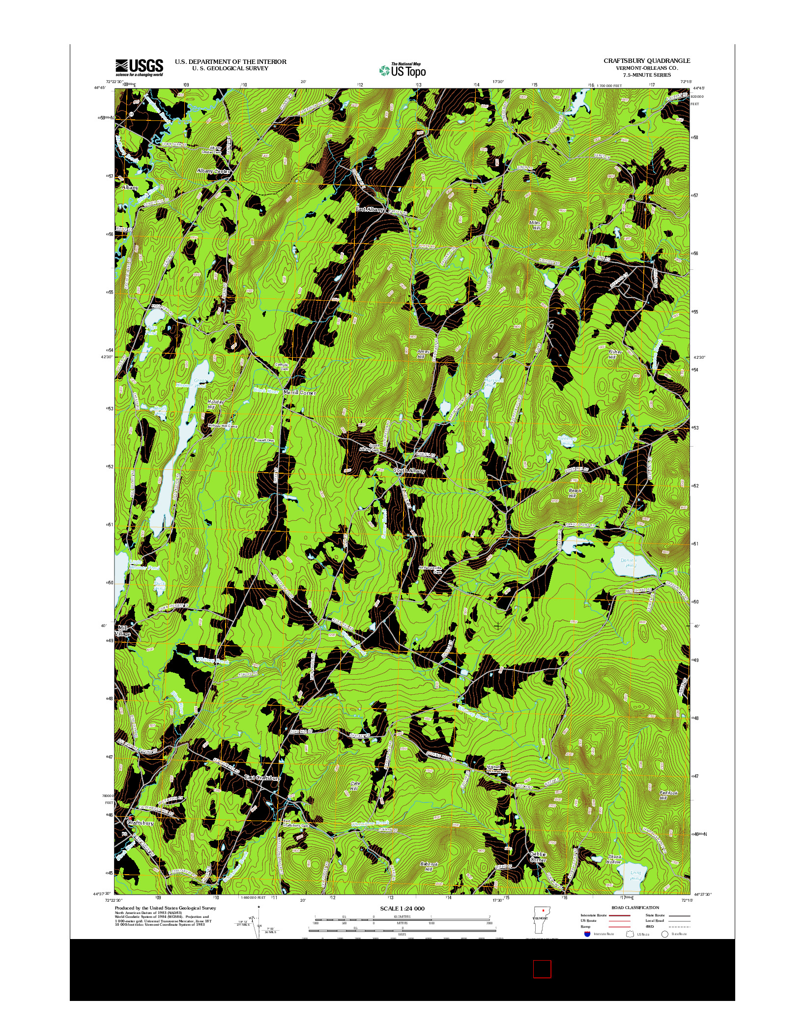 USGS US TOPO 7.5-MINUTE MAP FOR CRAFTSBURY, VT 2012