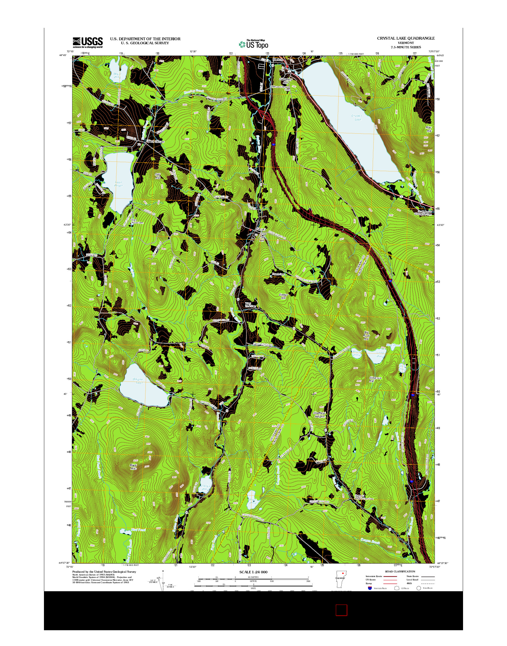 USGS US TOPO 7.5-MINUTE MAP FOR CRYSTAL LAKE, VT 2012