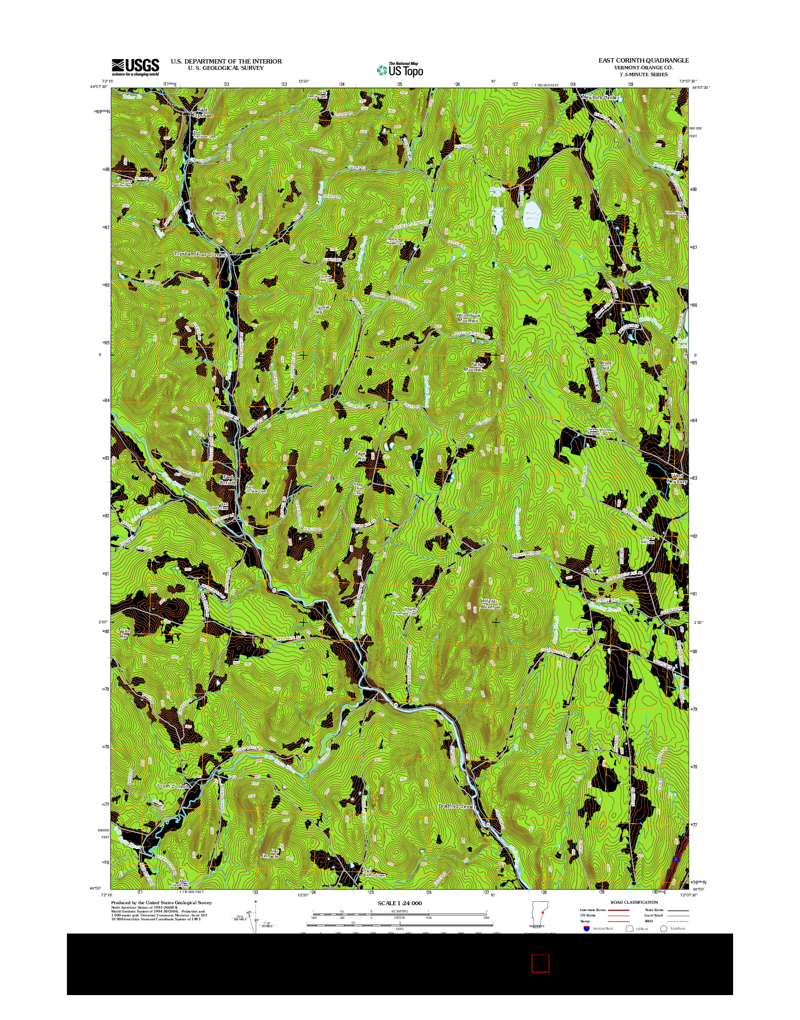 USGS US TOPO 7.5-MINUTE MAP FOR EAST CORINTH, VT 2012