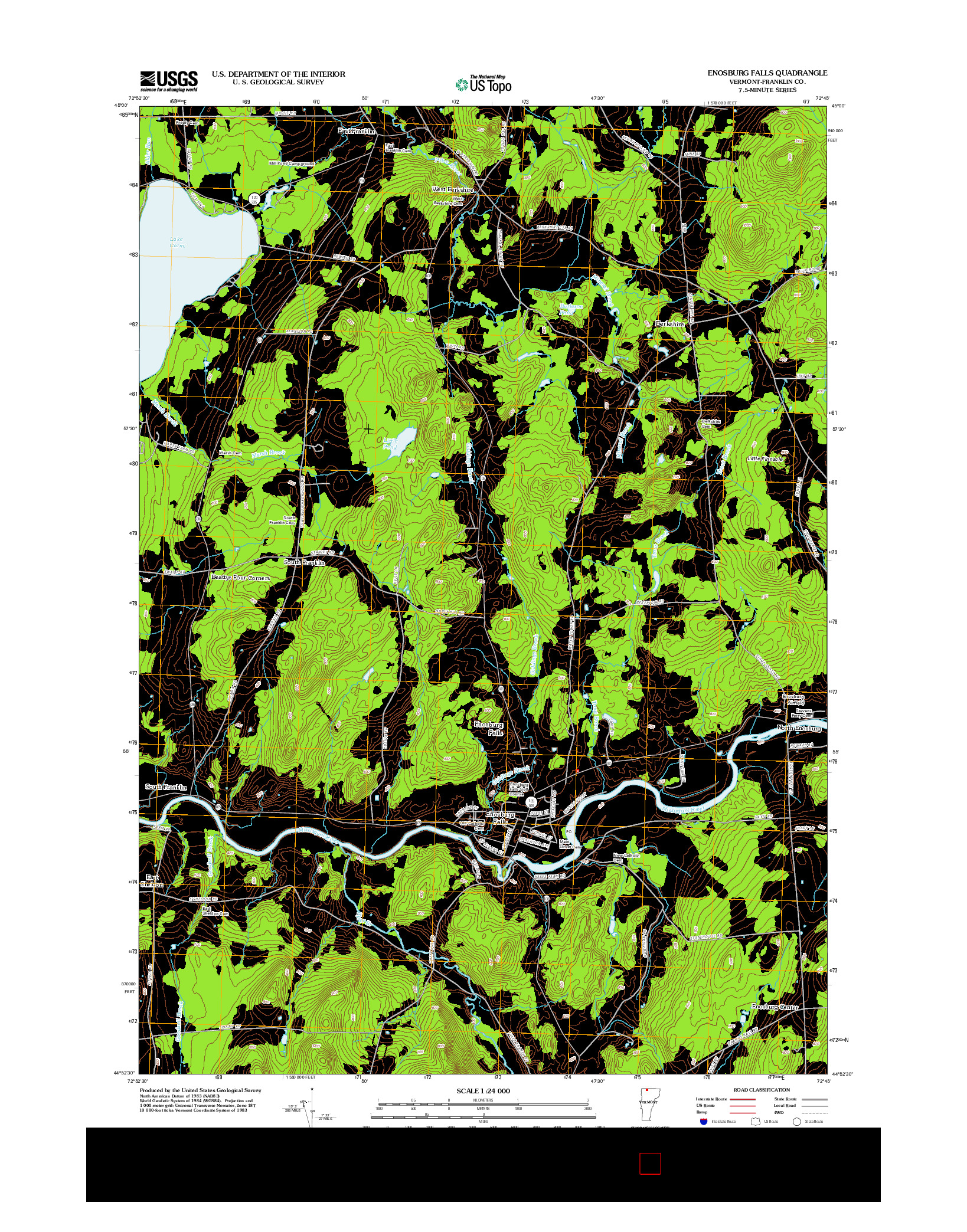 USGS US TOPO 7.5-MINUTE MAP FOR ENOSBURG FALLS, VT 2012