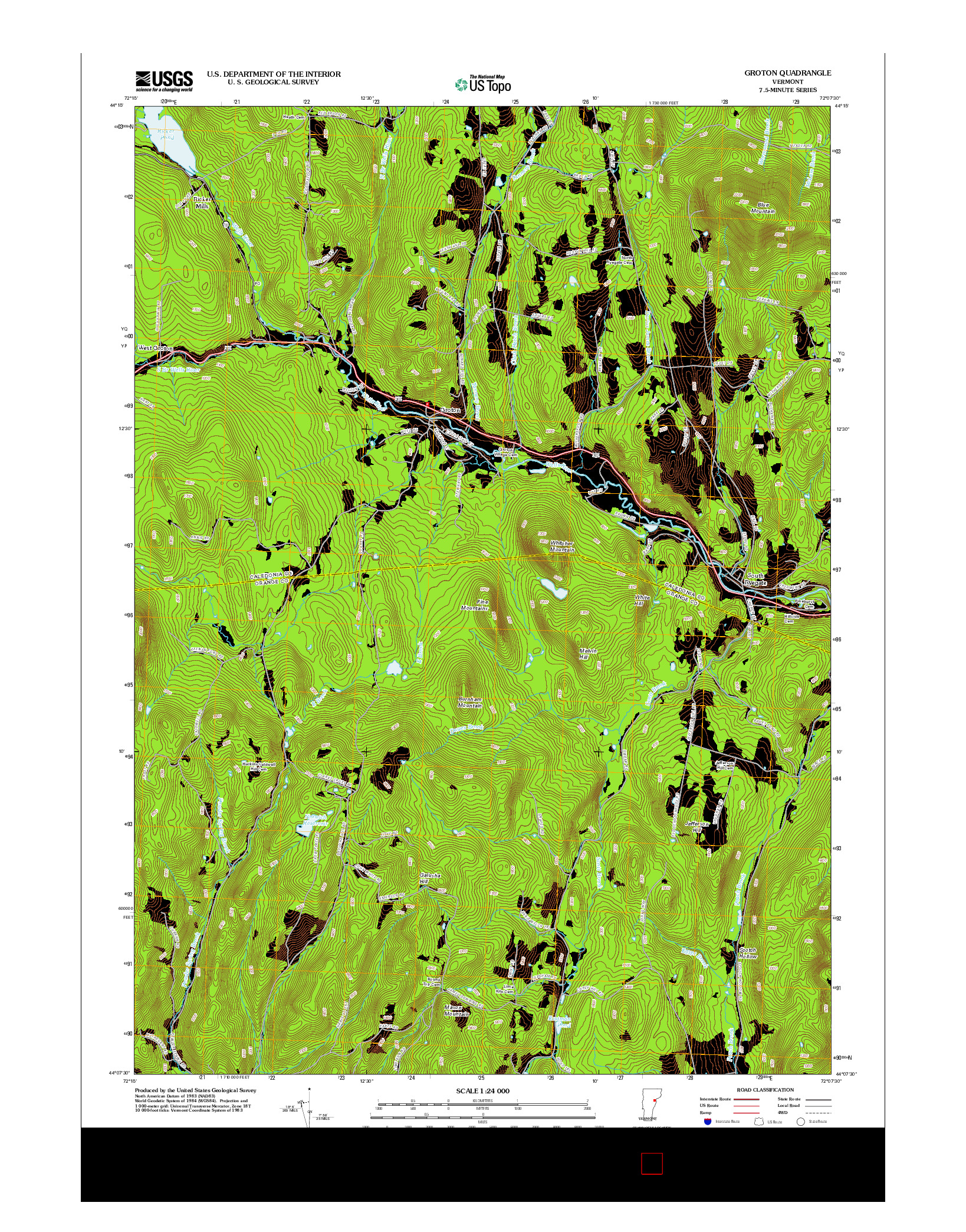 USGS US TOPO 7.5-MINUTE MAP FOR GROTON, VT 2012