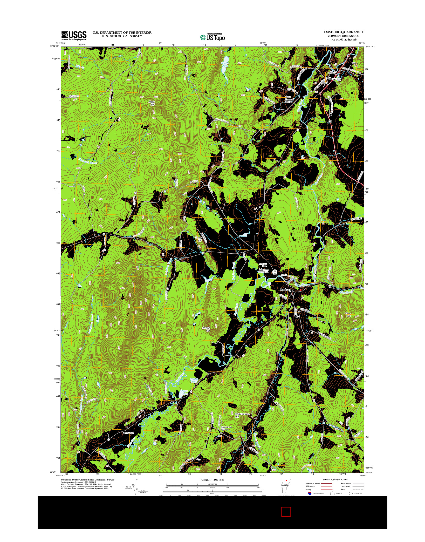 USGS US TOPO 7.5-MINUTE MAP FOR IRASBURG, VT 2012