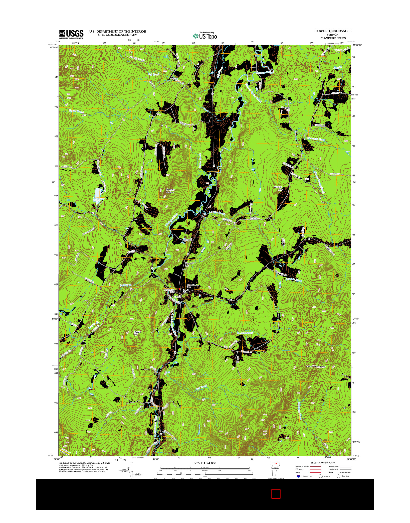 USGS US TOPO 7.5-MINUTE MAP FOR LOWELL, VT 2012