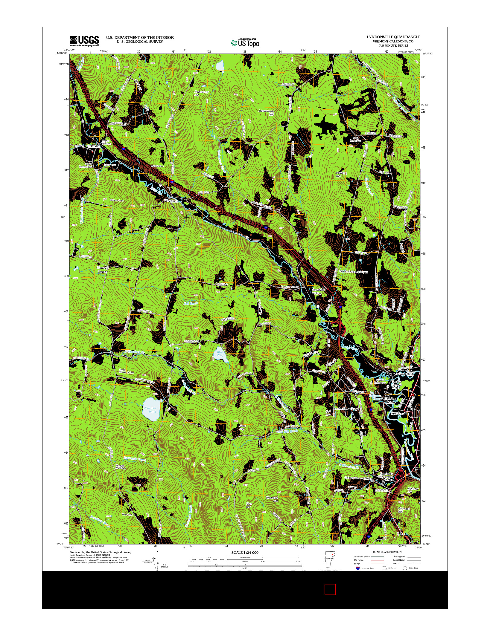 USGS US TOPO 7.5-MINUTE MAP FOR LYNDONVILLE, VT 2012